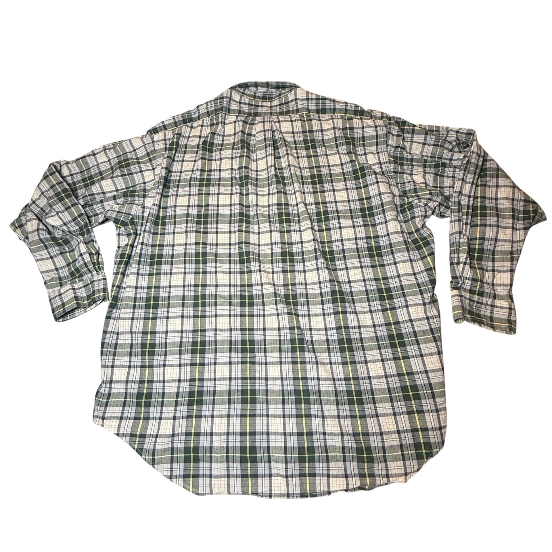 Ralph Lauren Big Shirt XL Green Plaid Cotton Button Down 7