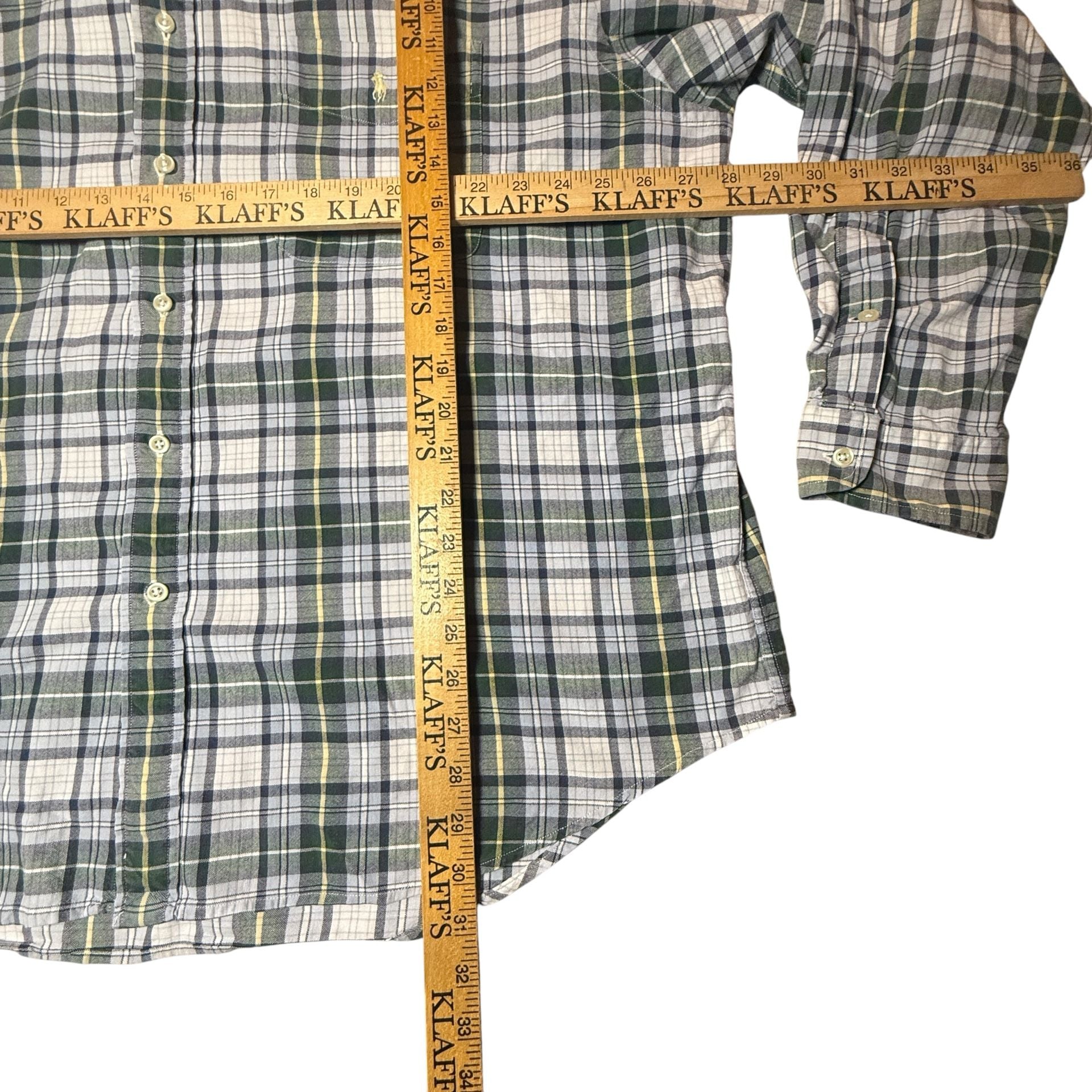 Ralph Lauren Big Shirt XL Green Plaid Cotton Button Down 8