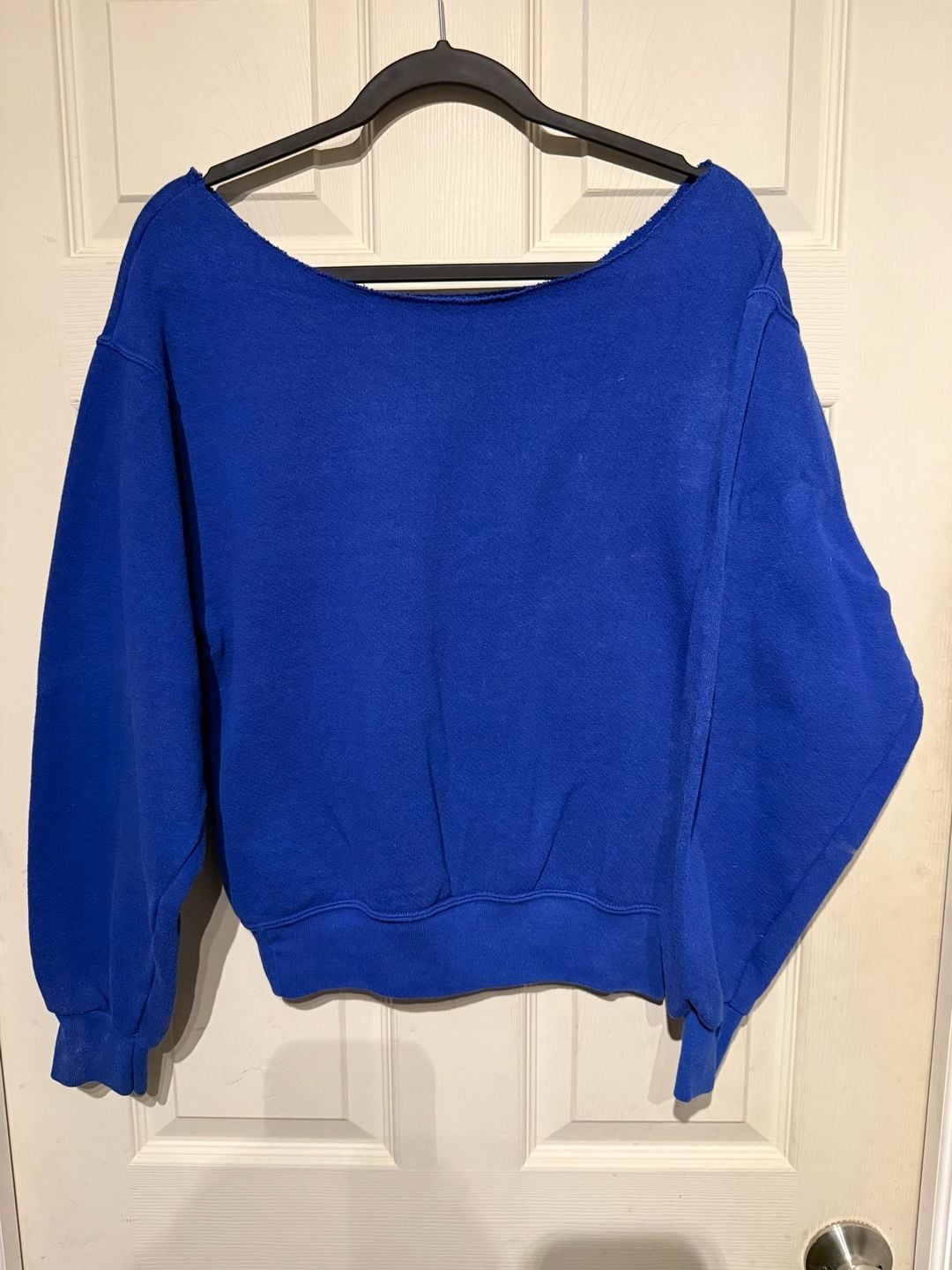 NFL New York Giants Vintage Custom Cut Off Neck Sweatshirt Blue 3