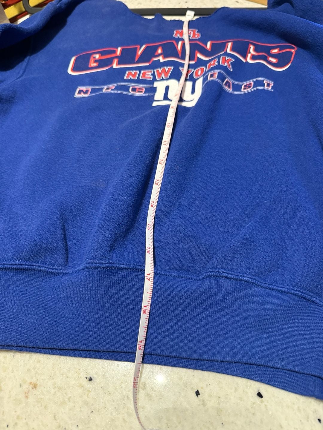 NFL New York Giants Vintage Custom Cut Off Neck Sweatshirt Blue 5