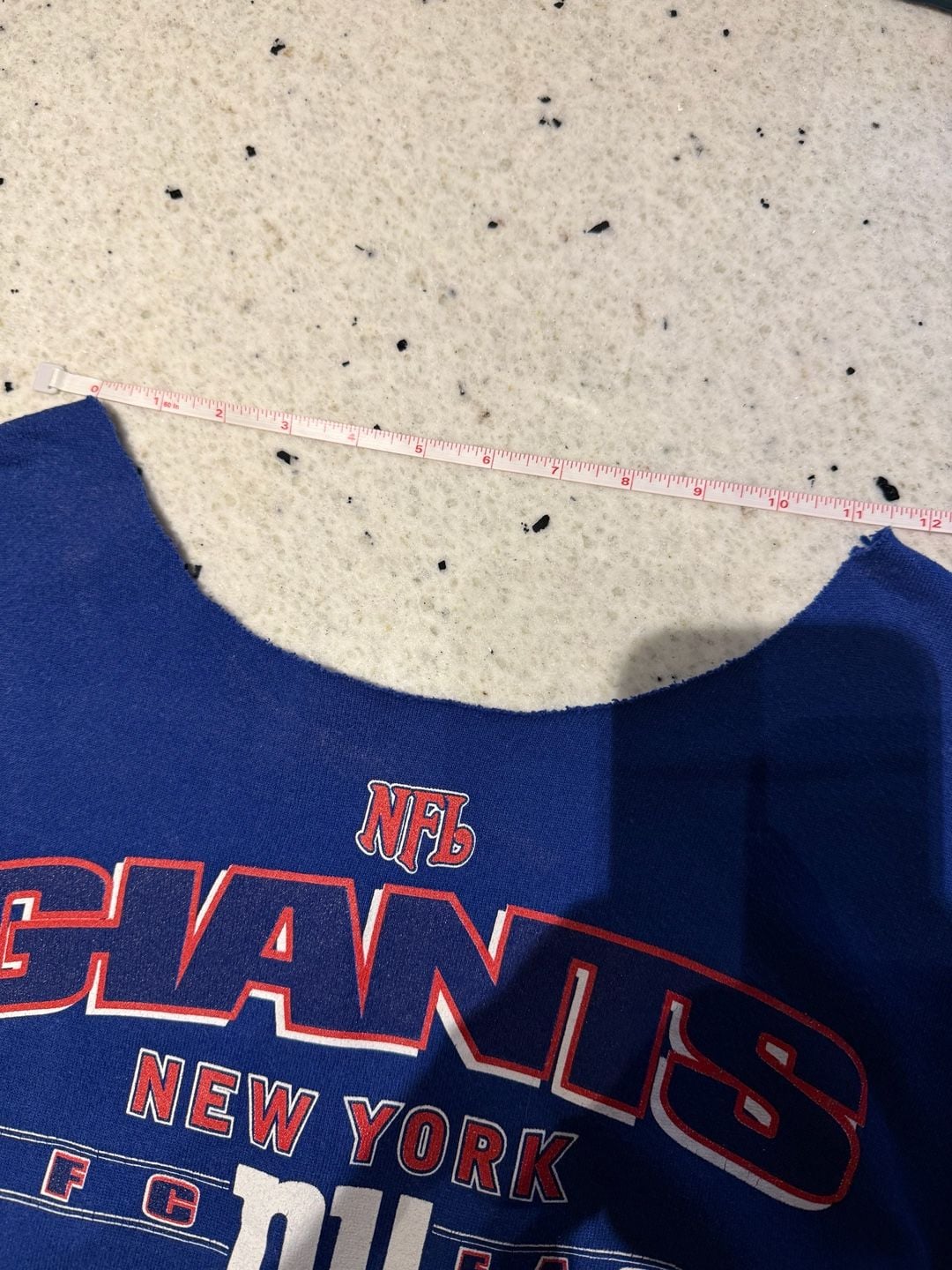 NFL New York Giants Vintage Custom Cut Off Neck Sweatshirt Blue 6