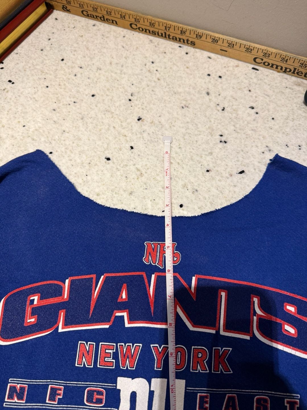 NFL New York Giants Vintage Custom Cut Off Neck Sweatshirt Blue 7