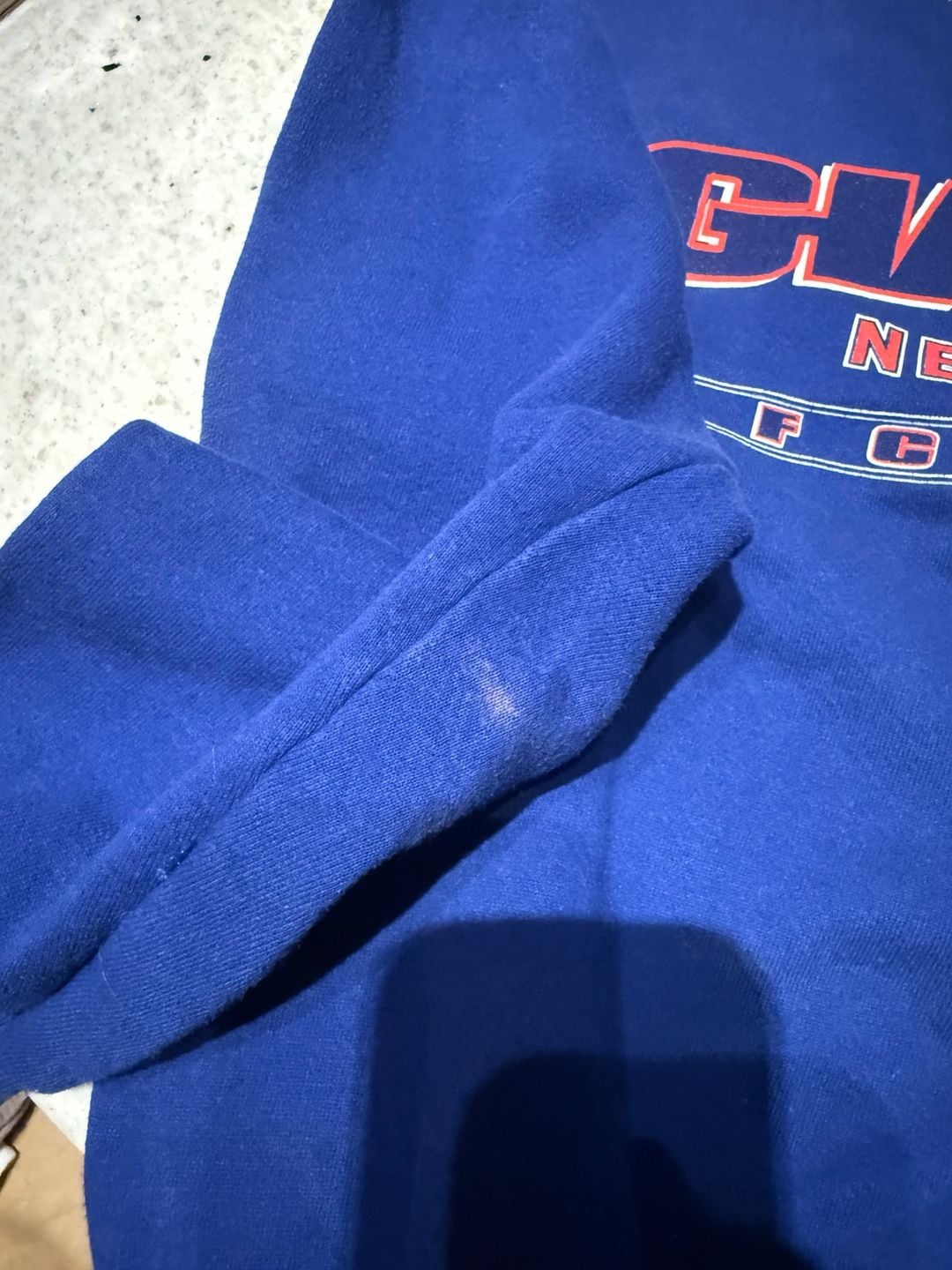 NFL New York Giants Vintage Custom Cut Off Neck Sweatshirt Blue 8