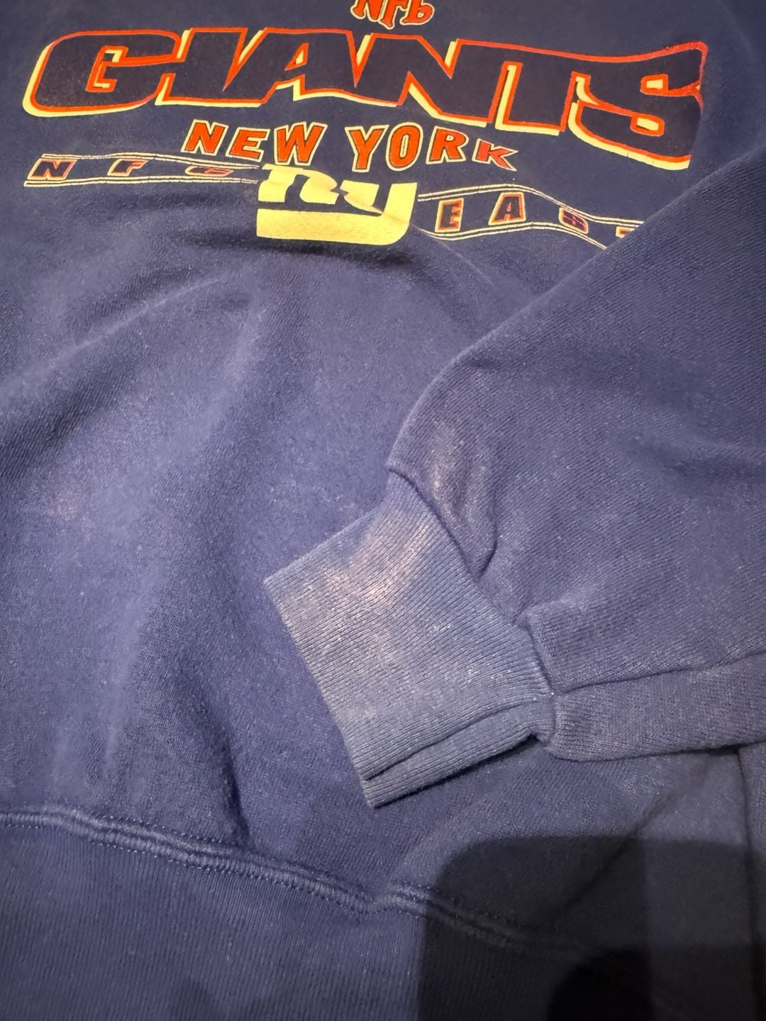 NFL New York Giants Vintage Custom Cut Off Neck Sweatshirt Blue 9