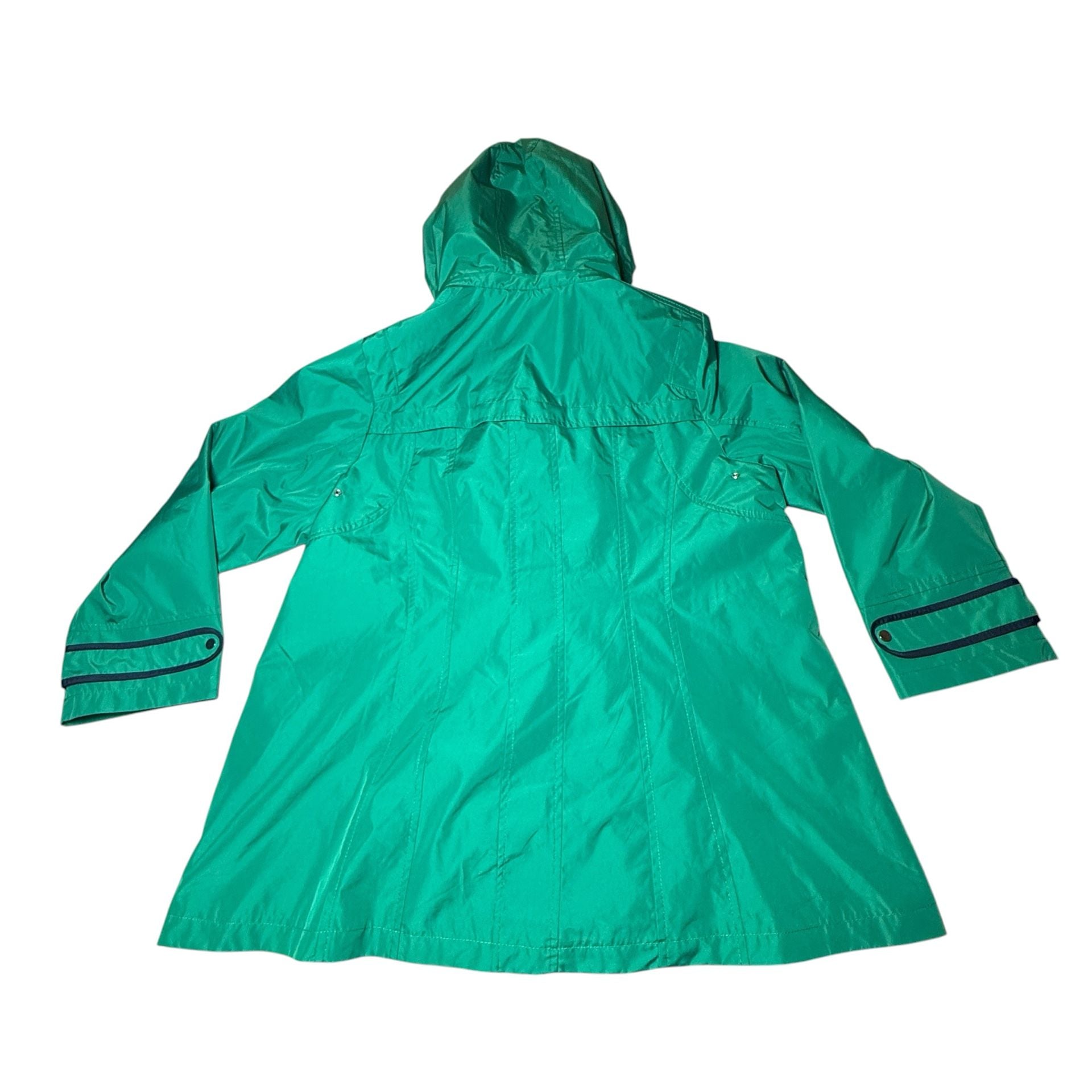 Susan Graver Green Rain Jacket Size 1X Hooded Zip Coat 8