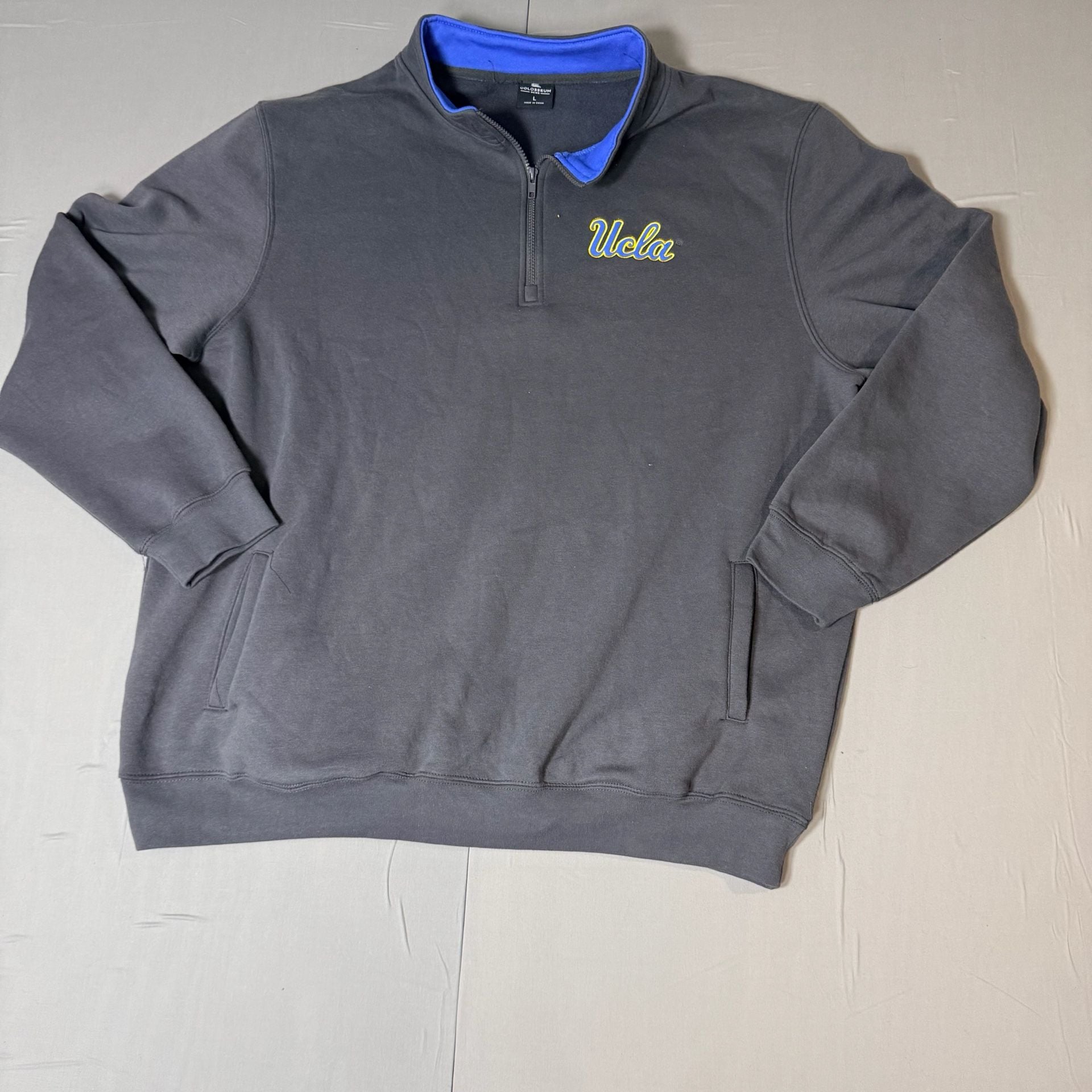 Colosseum UCLA Bruins 1/4 Zip Sweatshirt Size L Gray Blue 2