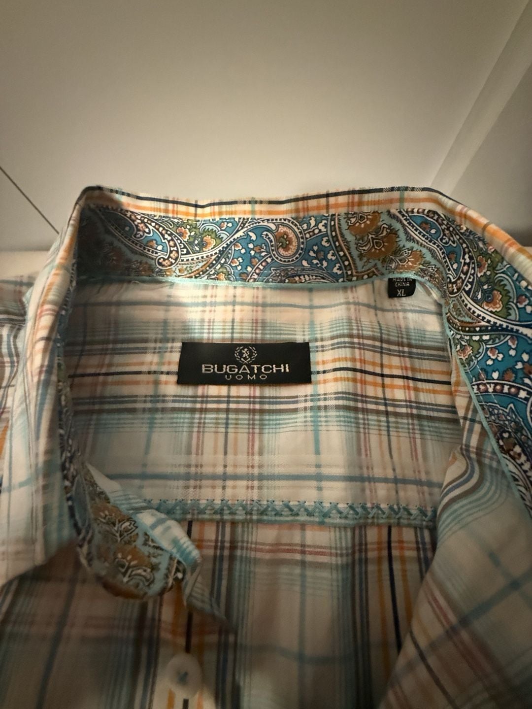Bugatchi Uomo Plaid Long Sleeve Button-Up Shirt Size XL 7
