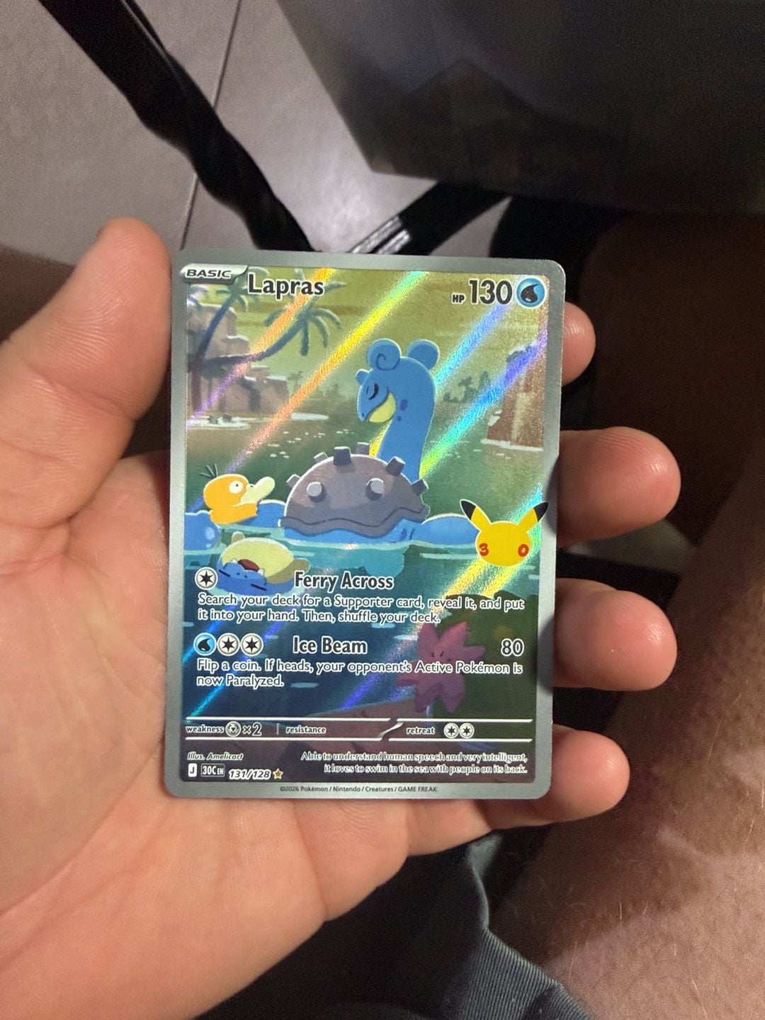 Pokemon Lapras 131/128 Illustration Rare Holographic Card 1