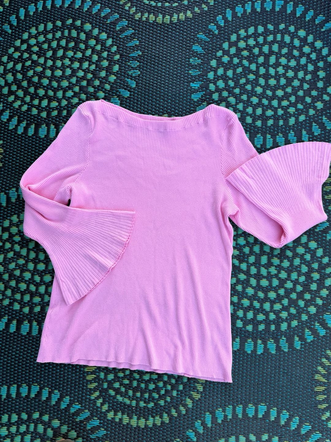 Boston Proper Ribbed Bell Sleeve Top Size XL Pink 3