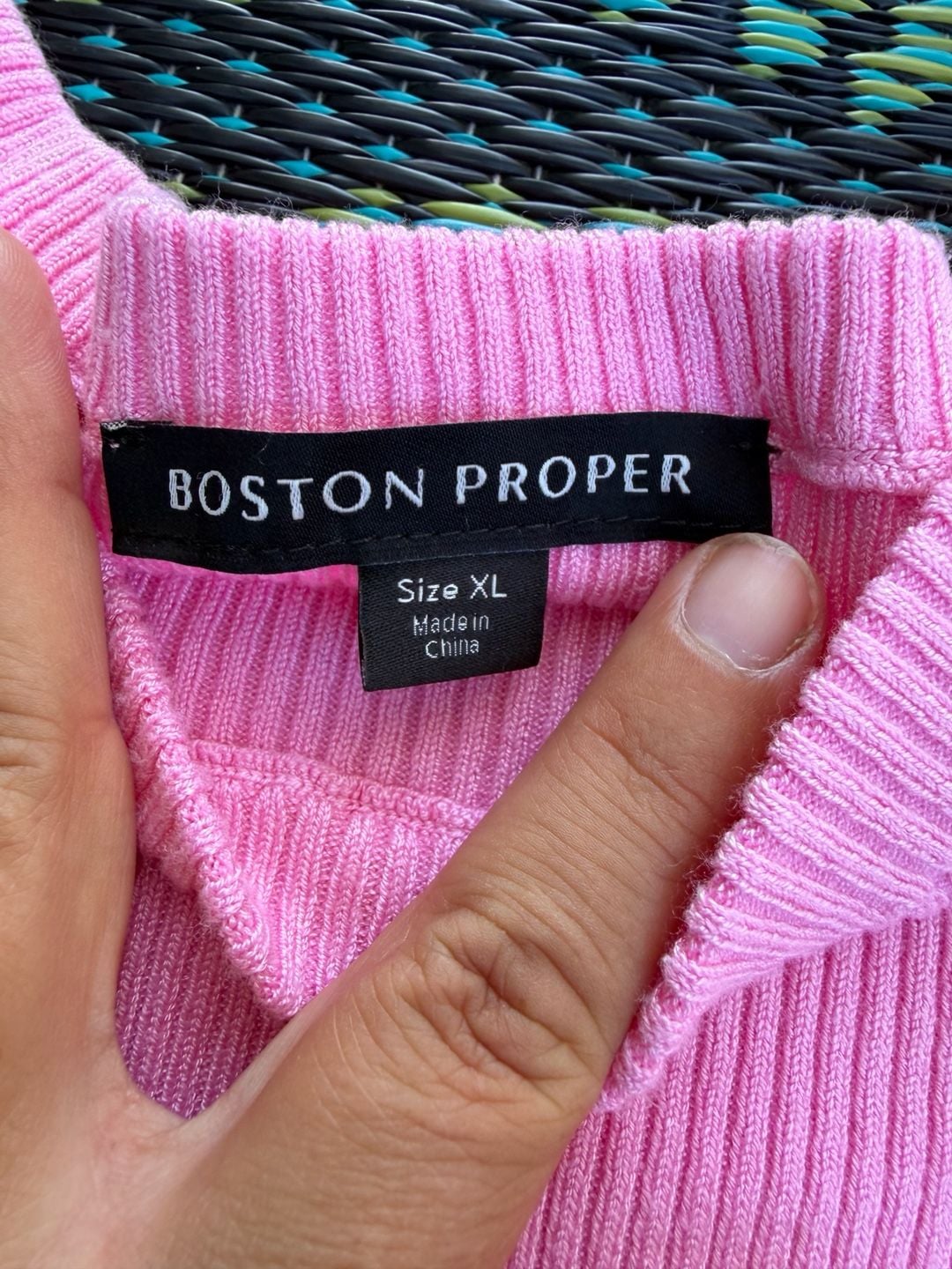 Boston Proper Ribbed Bell Sleeve Top Size XL Pink 4