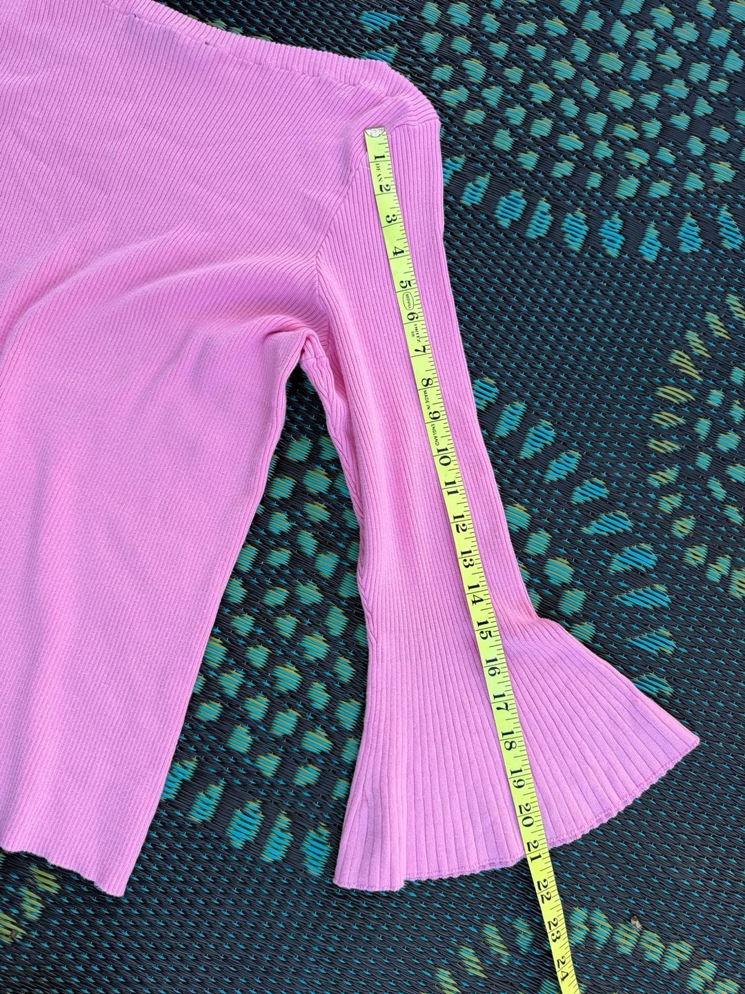 Boston Proper Ribbed Bell Sleeve Top Size XL Pink 7