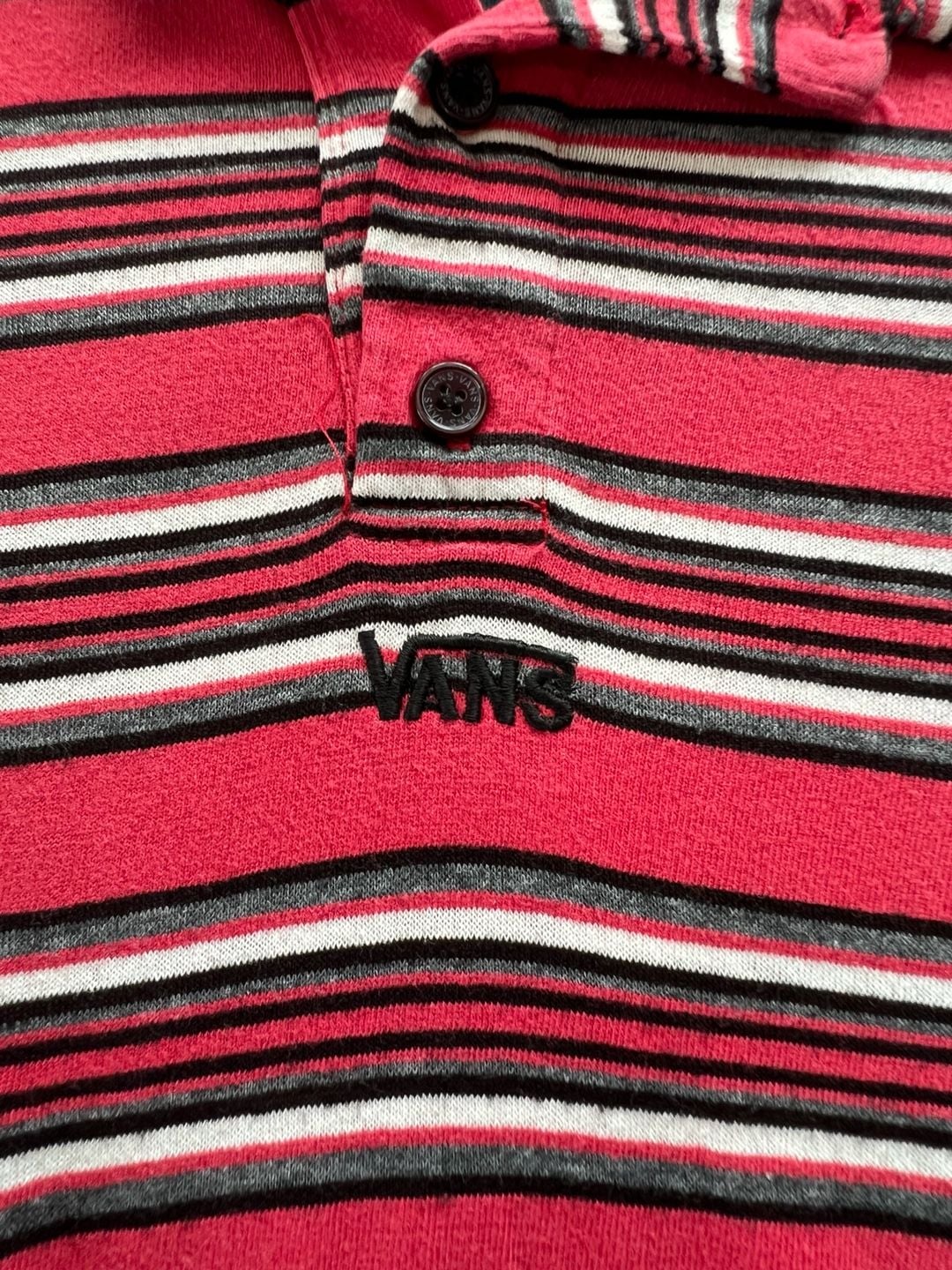 Vans Striped Polo Shirt Size XL Red Black White. USA Made 4