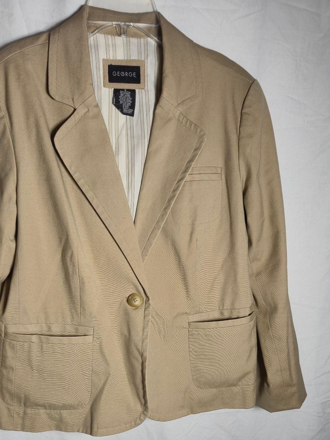 George Blazer Size 8 Khaki Cotton Blend Single Button 2