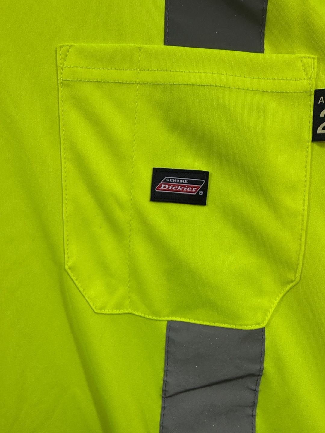 Genuine Dickies Hi-Vis ANSI 2 Safety T-Shirt Size L Neon Yellow Pocket 3