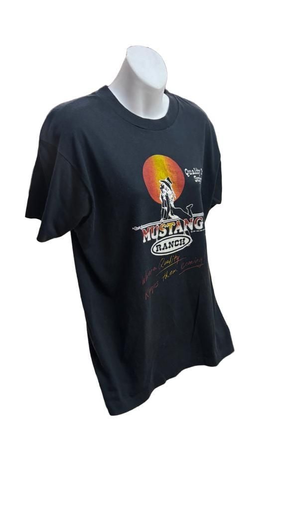 80’s Screen Stars Mustang Ranch T-Shirt XL Black Vintage 1984 Single Stitch 4