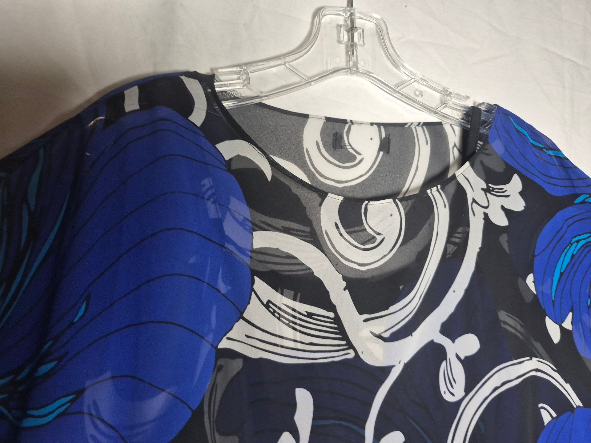 Alfani Petite Blouse Size PM Blue Black Floral Poncho 3