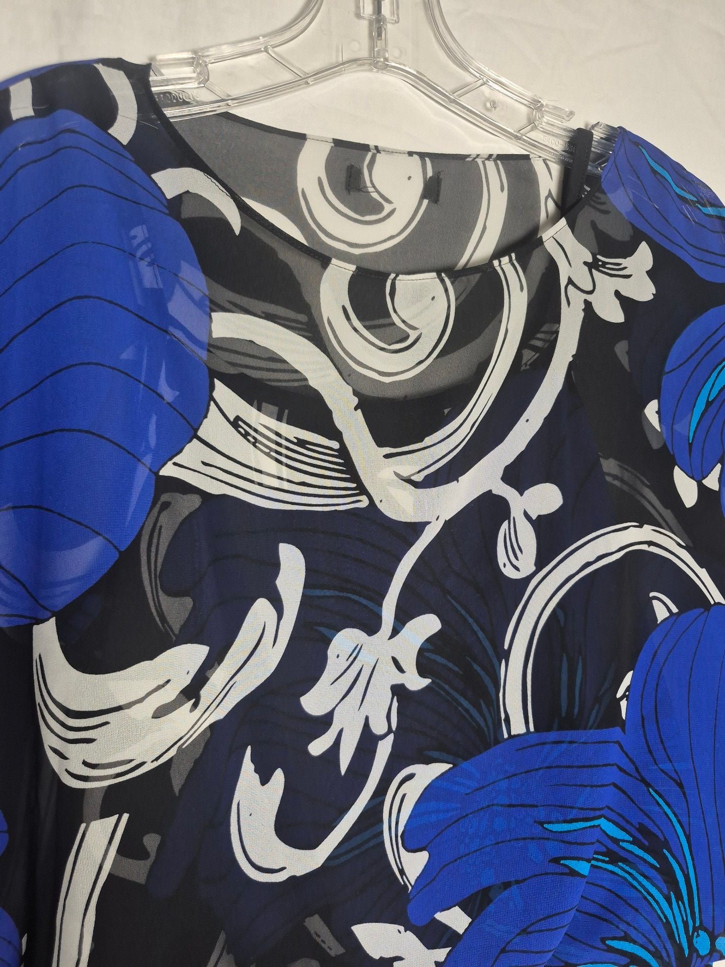 Alfani Petite Blouse Size PM Blue Black Floral Poncho 6