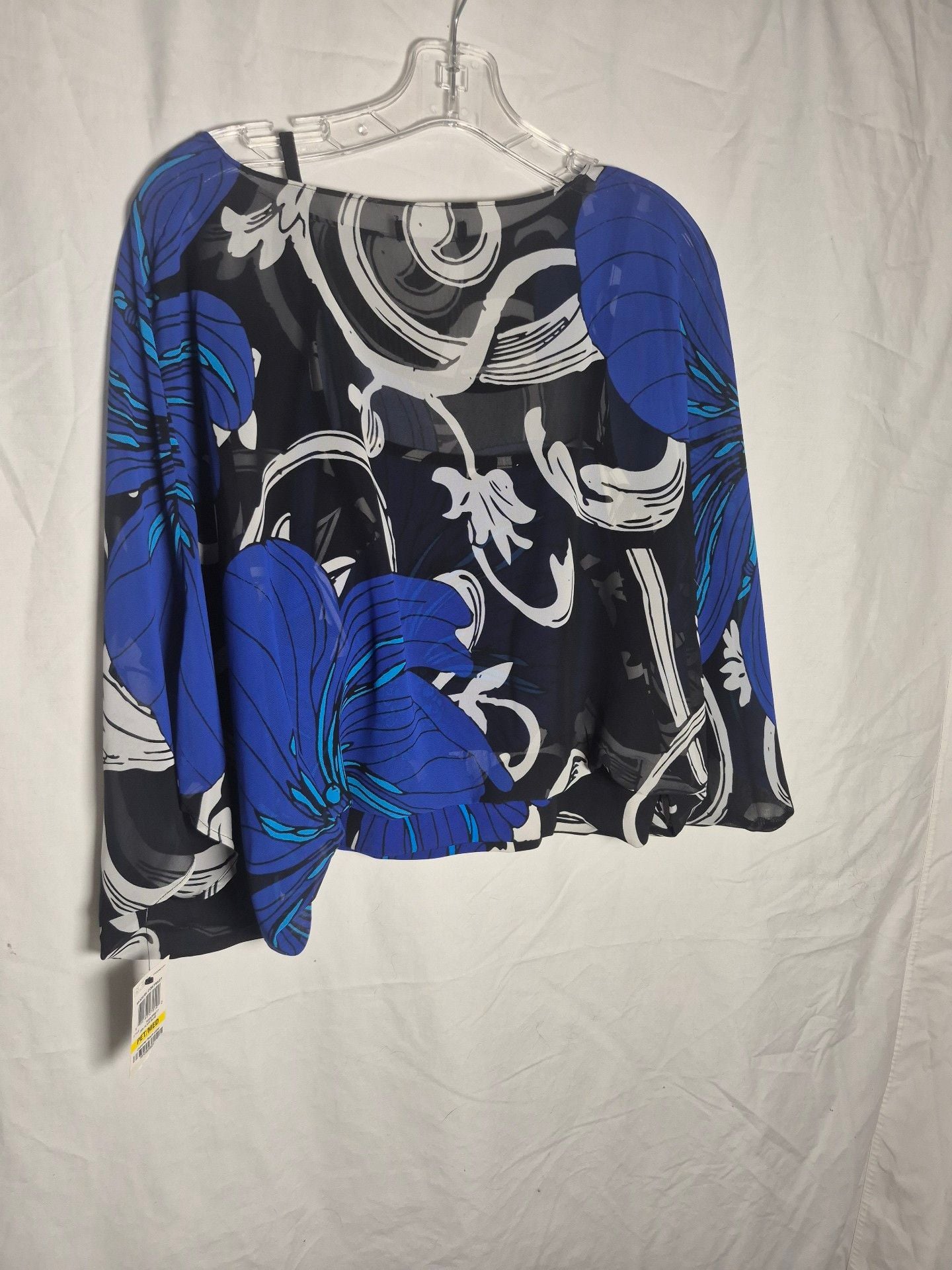 Alfani Petite Blouse Size PM Blue Black Floral Poncho 7