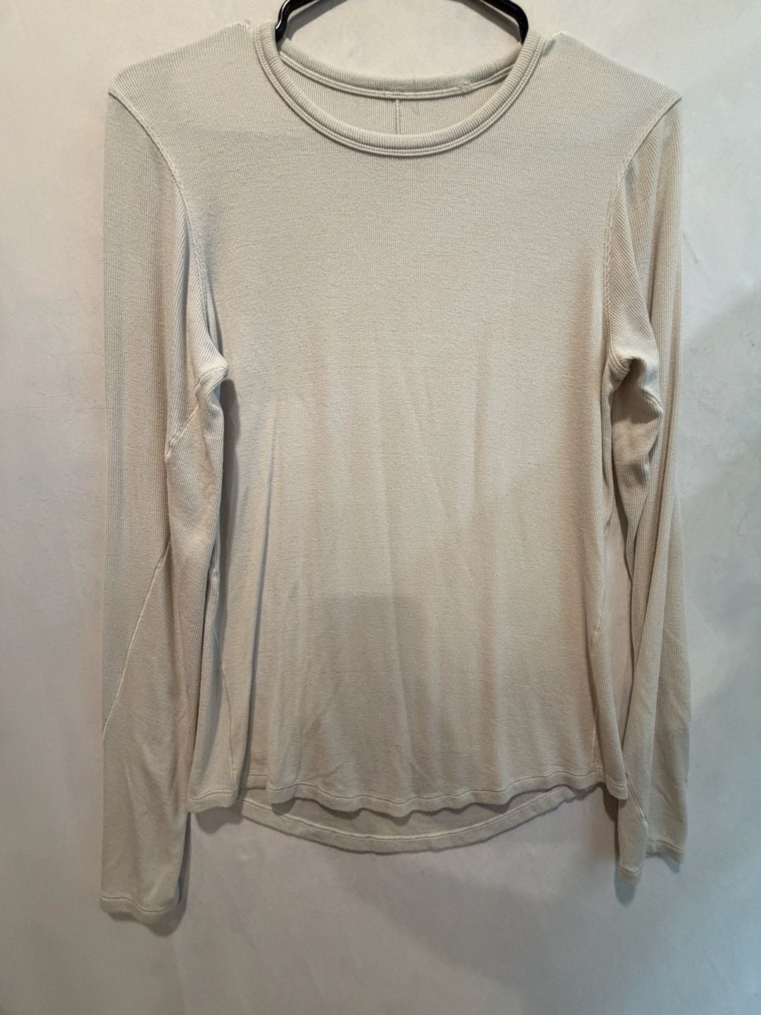 Lululemon size 6 Hold Tight Long Sleeve Thermal Top Cream Ribbed 2