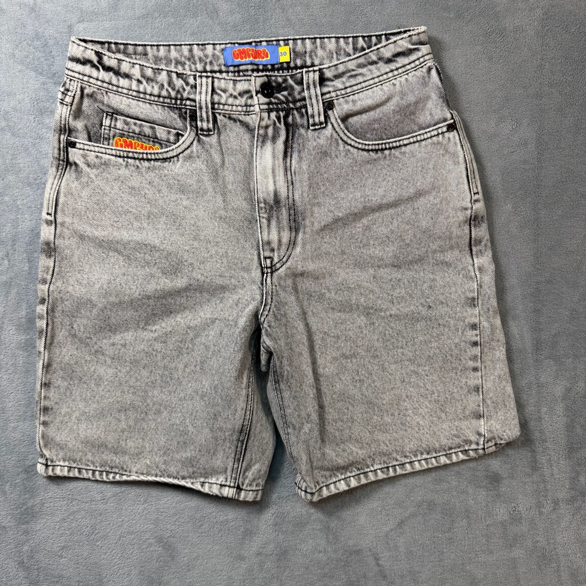 Empyre Loose Fit Baggy Denim Skate Shorts Grey Acid Wash Mens Size 30 Jorts 1