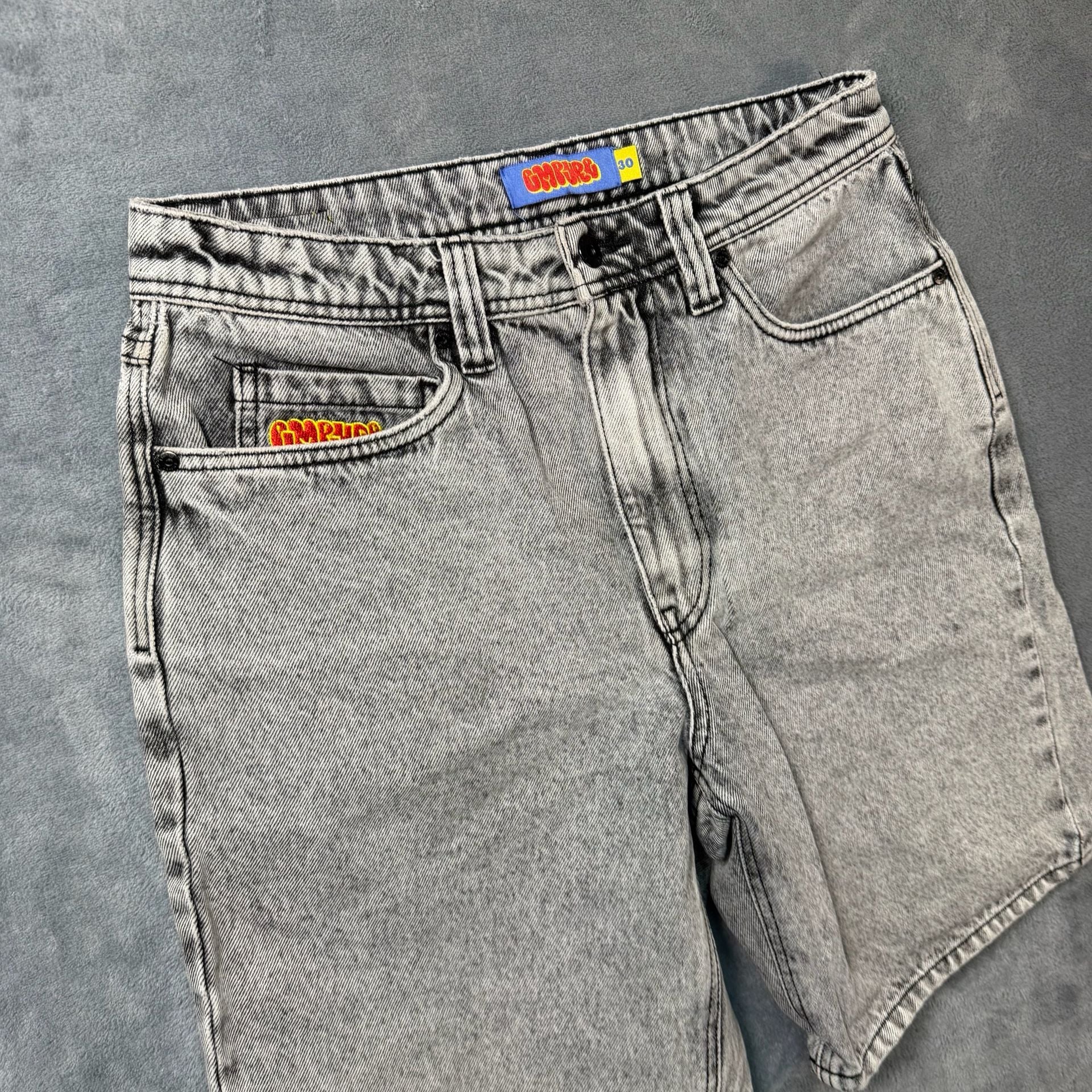 Empyre Loose Fit Baggy Denim Skate Shorts Grey Acid Wash Mens Size 30 Jorts 2