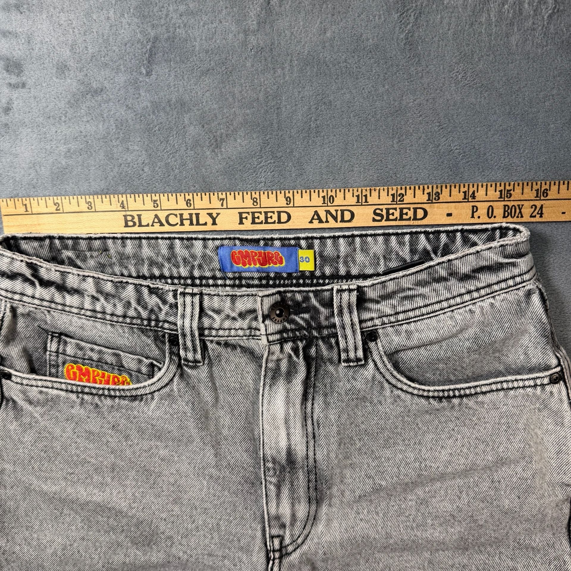 Empyre Loose Fit Baggy Denim Skate Shorts Grey Acid Wash Mens Size 30 Jorts 5