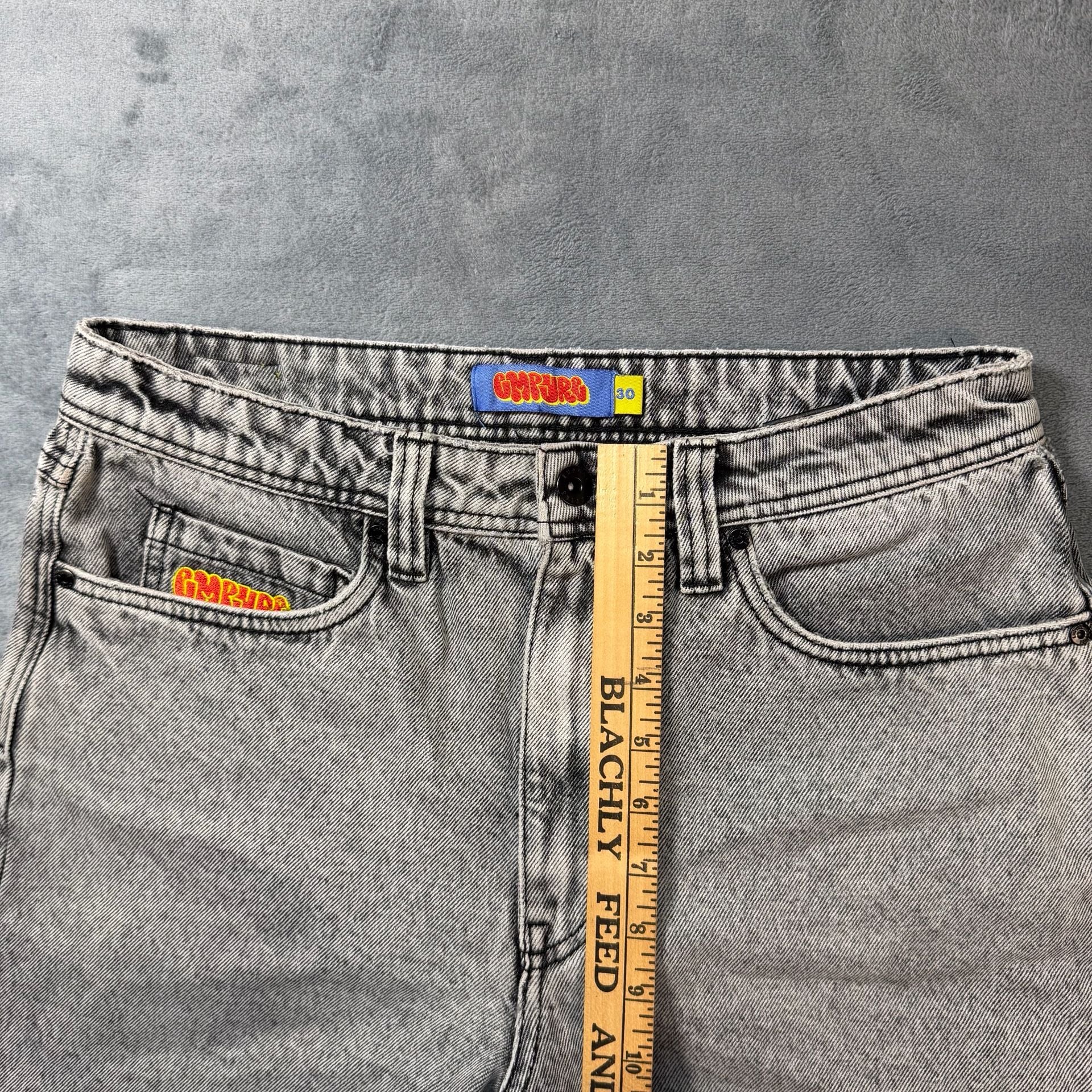 Empyre Loose Fit Baggy Denim Skate Shorts Grey Acid Wash Mens Size 30 Jorts 6