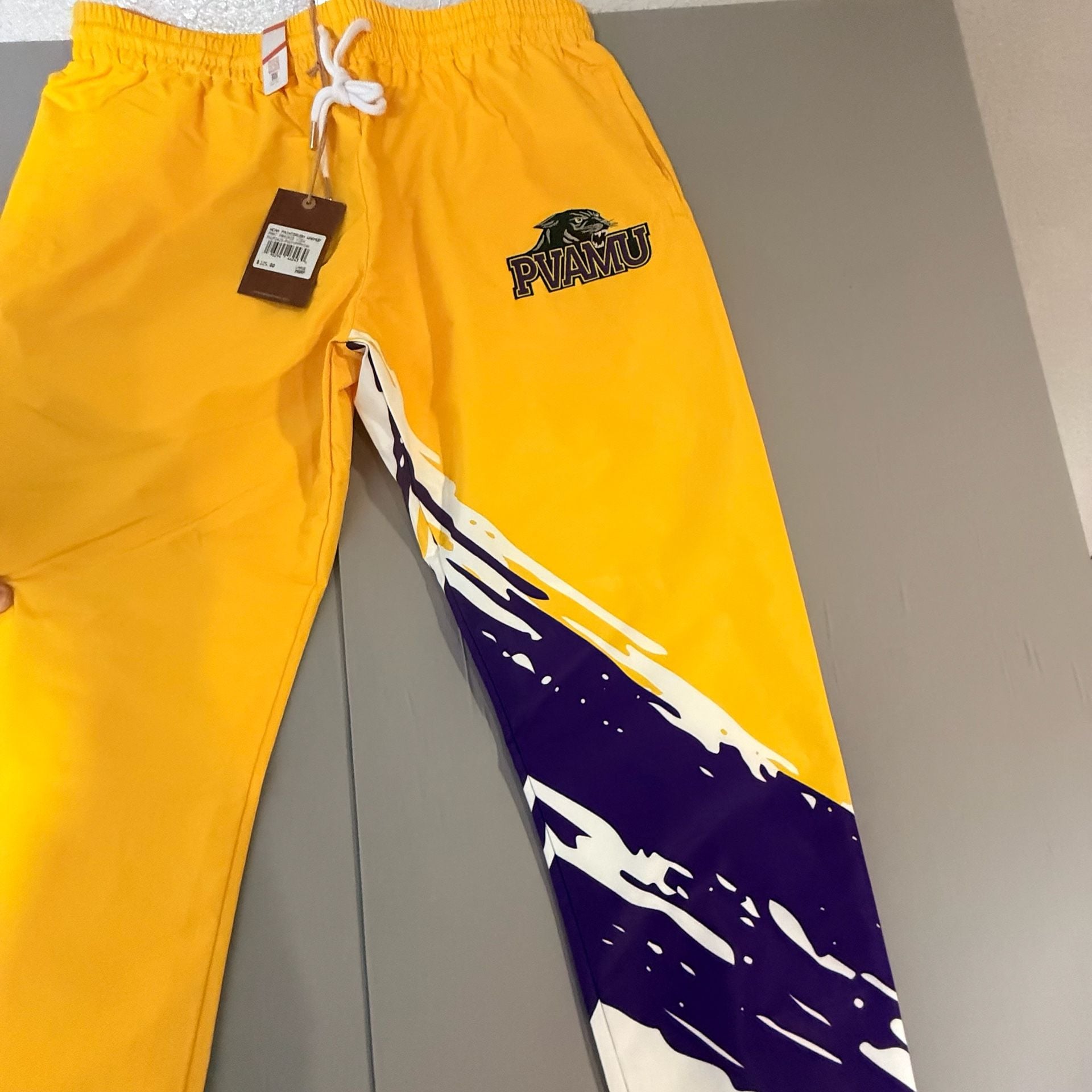 Prairie View A&M University Nylon Track Pants Size L Yellow Purple White 6