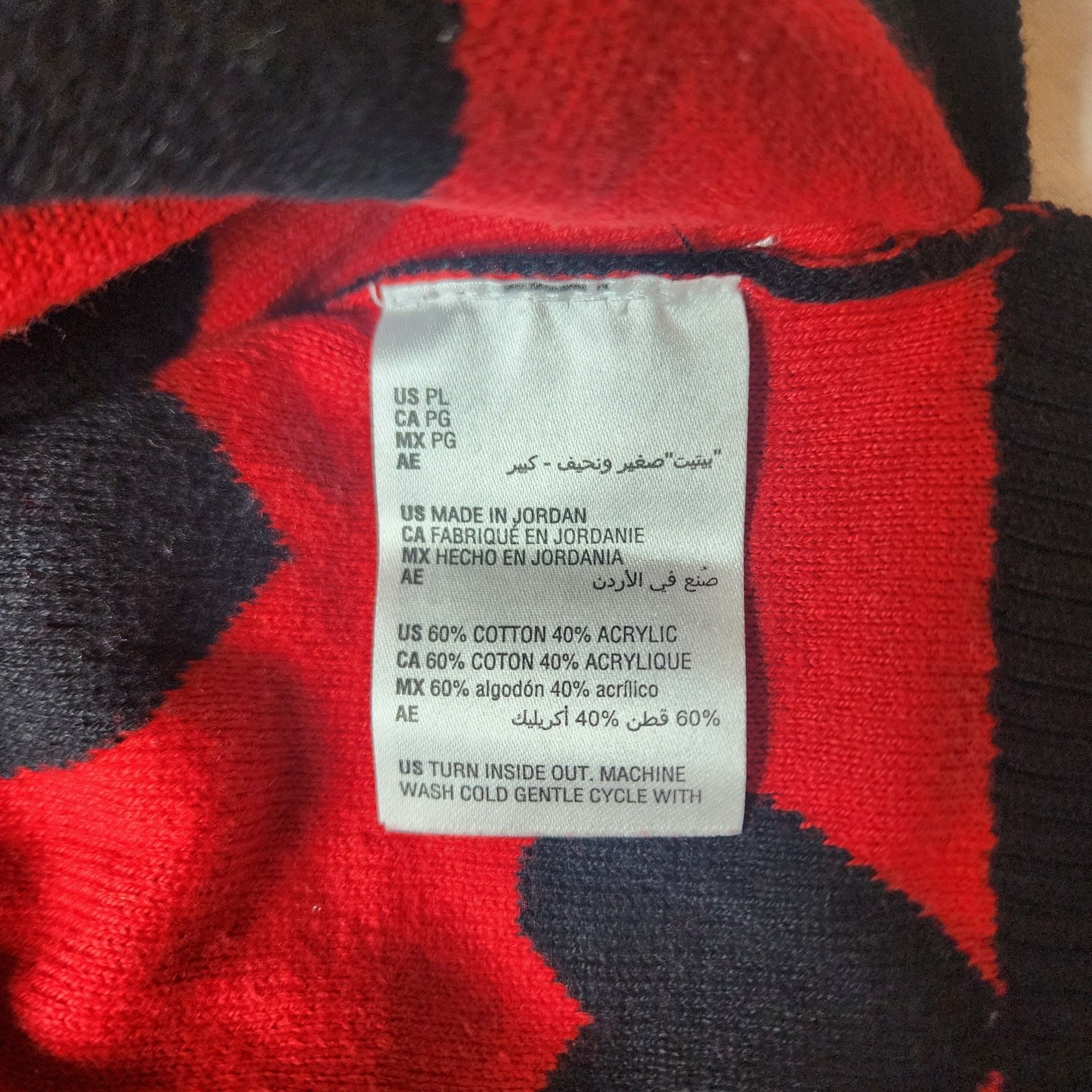 Charter Club Heart Pattern Sweater Size PL Black Red Sequin Accents 6