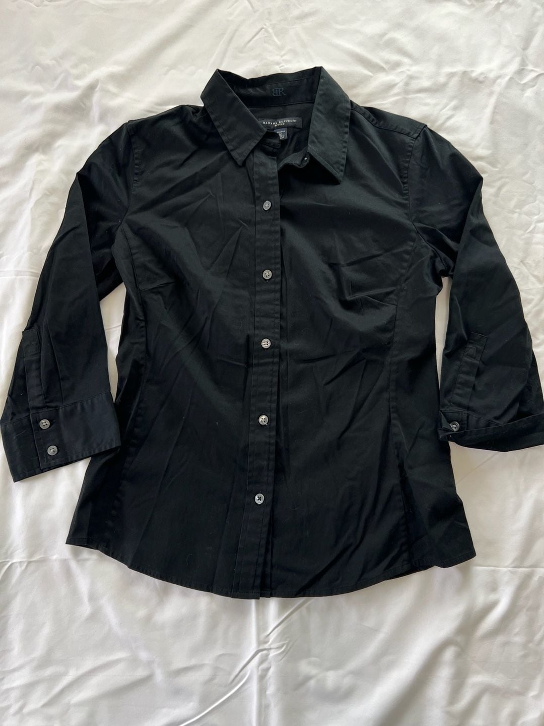 Banana Republic Fitted Button-Down Shirt Size M Black 2