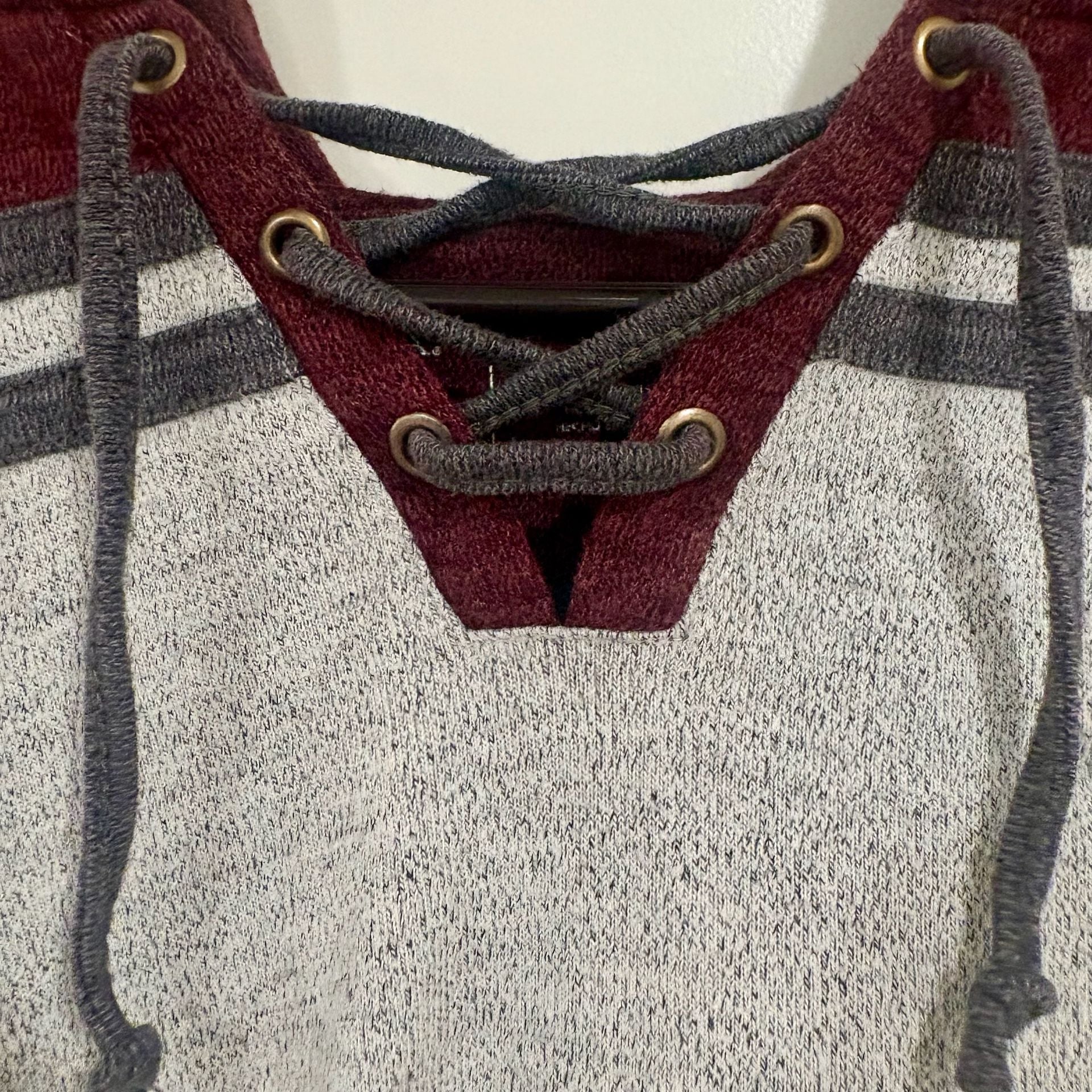 Texas A&M Aggies Antigua Women’s Medium Gray Maroon Lace Up Hoodie Long Sleeve 11