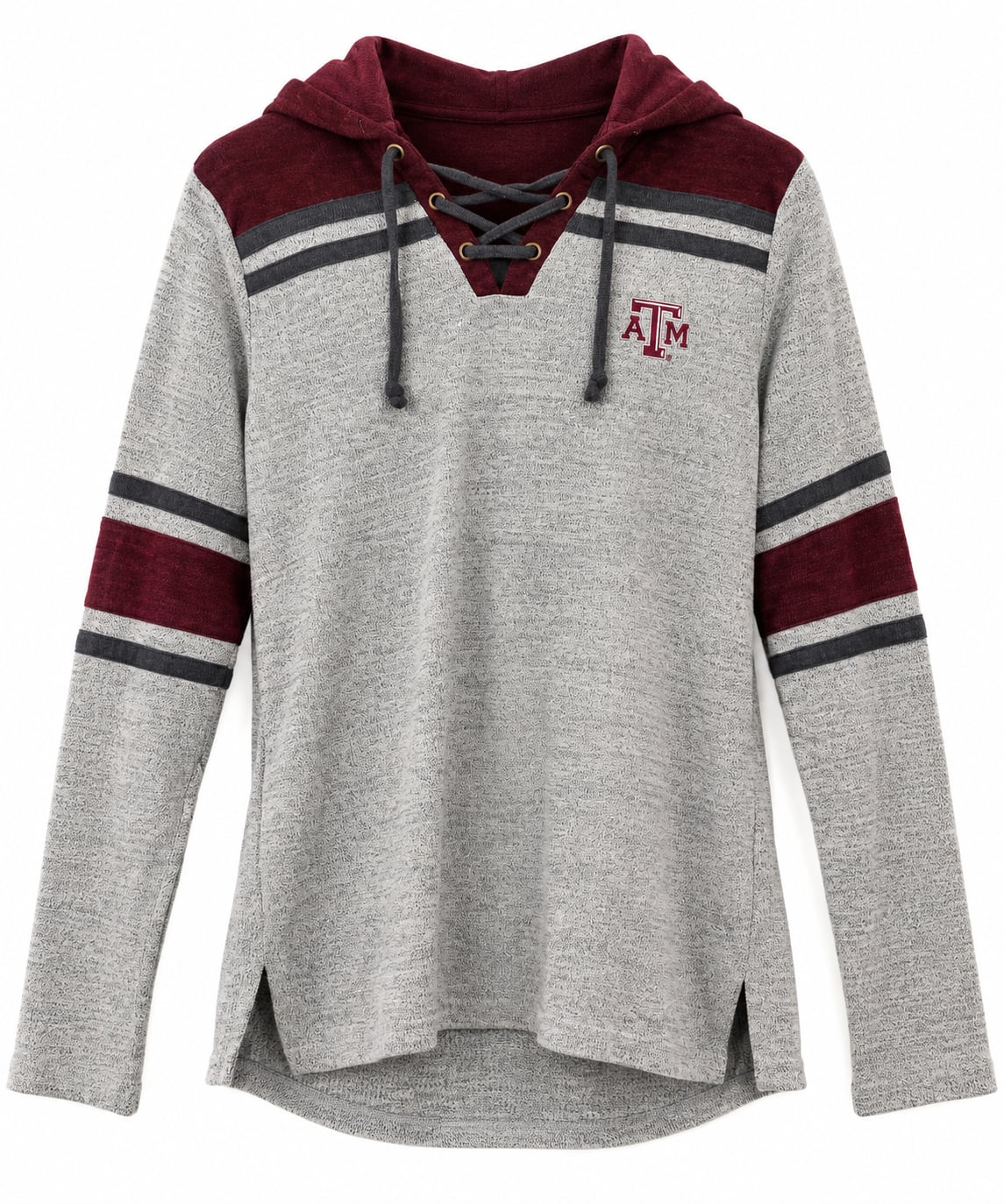 Texas A&M Aggies Antigua Women’s Medium Gray Maroon Lace Up Hoodie Long Sleeve 2