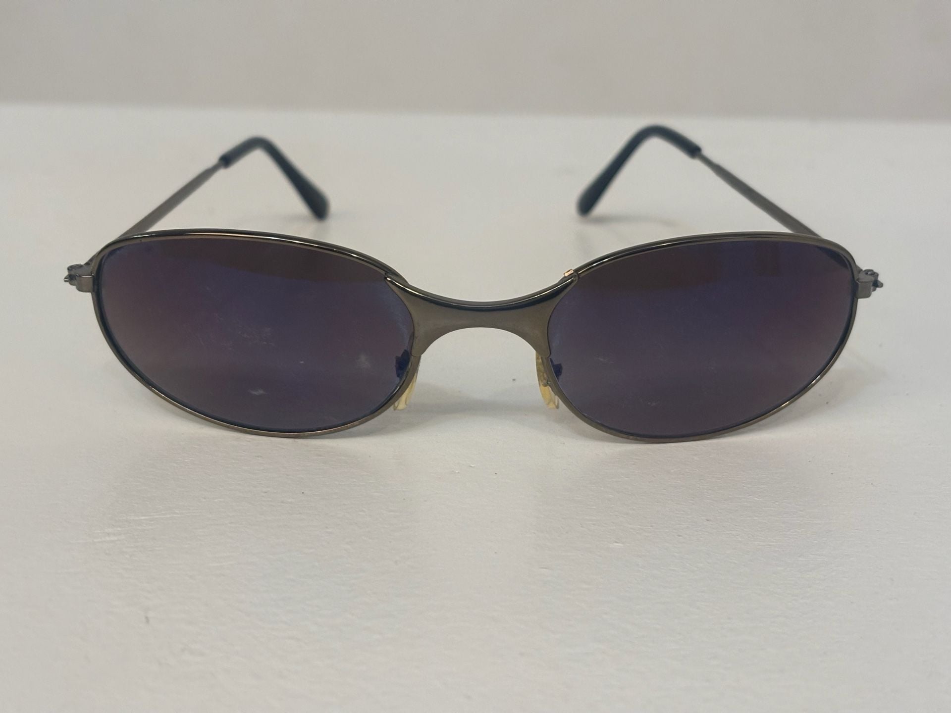 Vintage “Oakley style” Sunglasses Pewter Frame Black Lenses 2