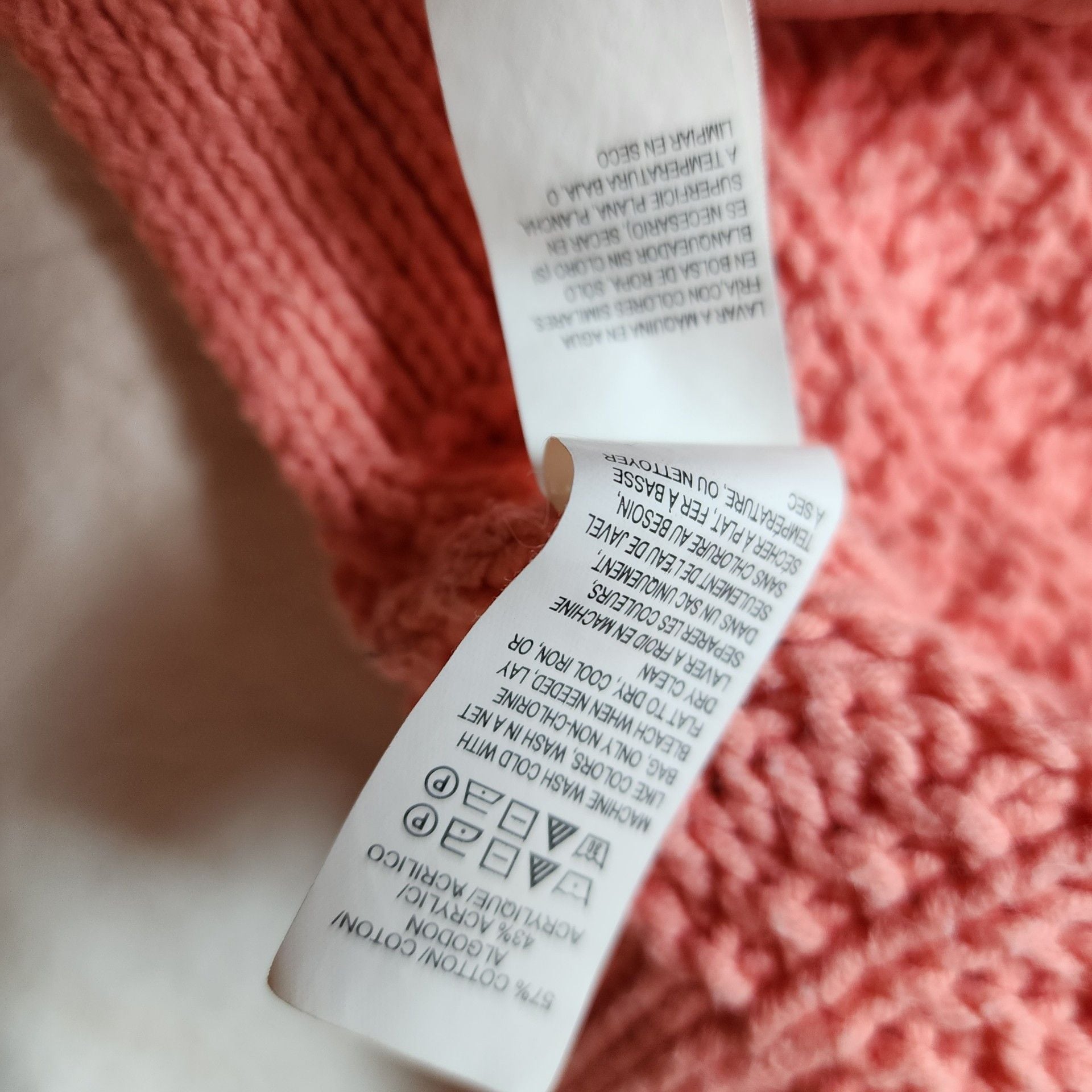 Lucky Brand V-Neck Sweater Size L Coral Pink Ribbed Knit 6