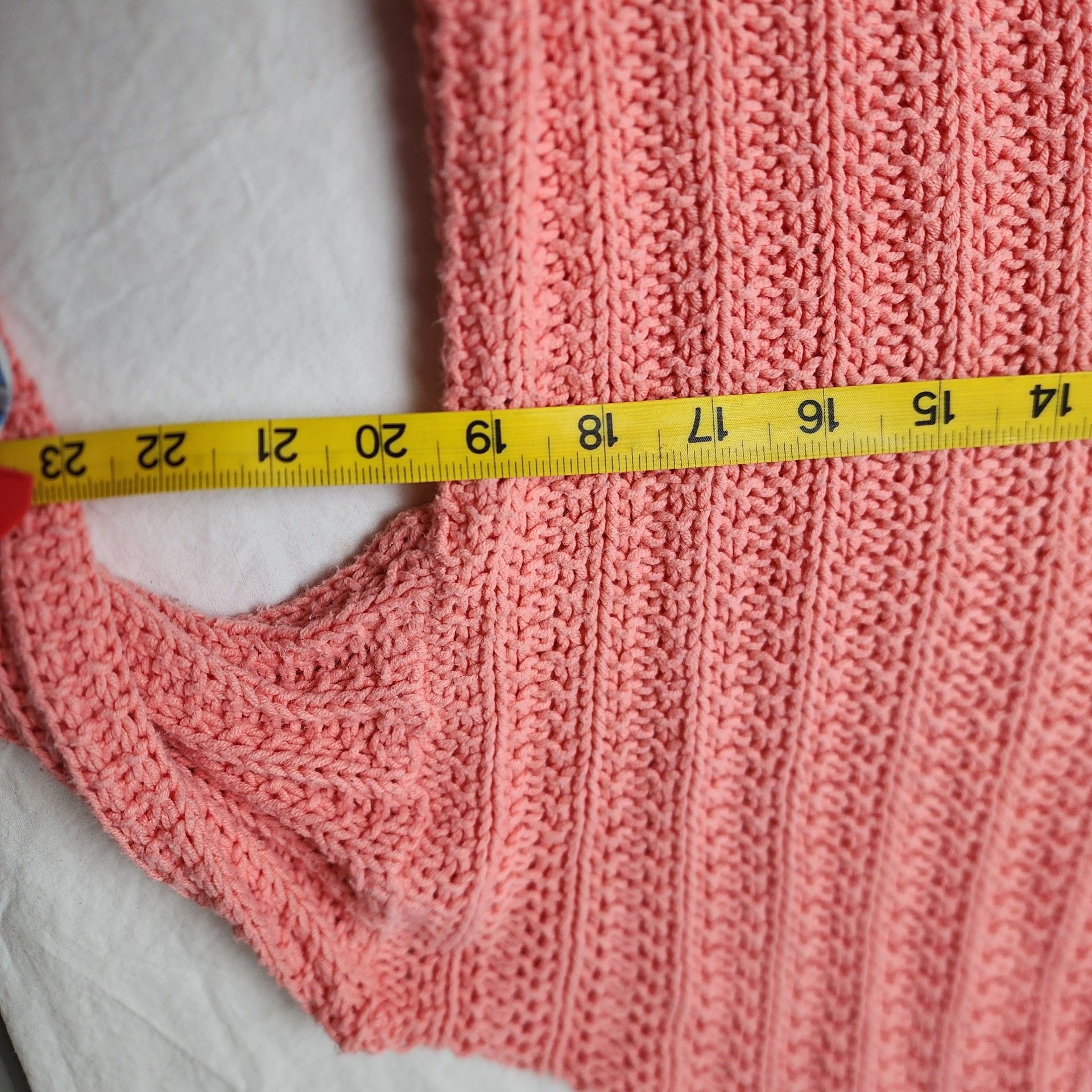 Lucky Brand V-Neck Sweater Size L Coral Pink Ribbed Knit 7