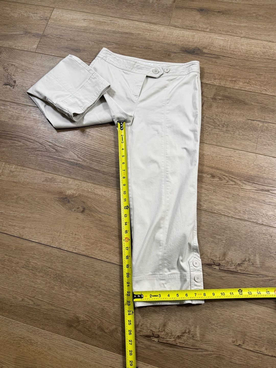 Ann Taylor LOFT Cropped Straight Leg Pants Beige Cotton Stretch Size 6 9