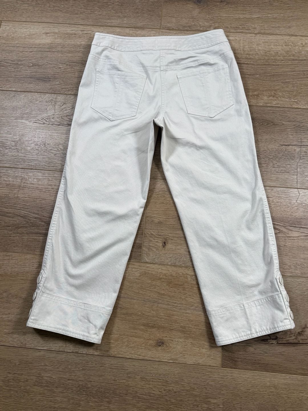 Ann Taylor LOFT Cropped Straight Leg Pants Beige Cotton Stretch Size 6 11