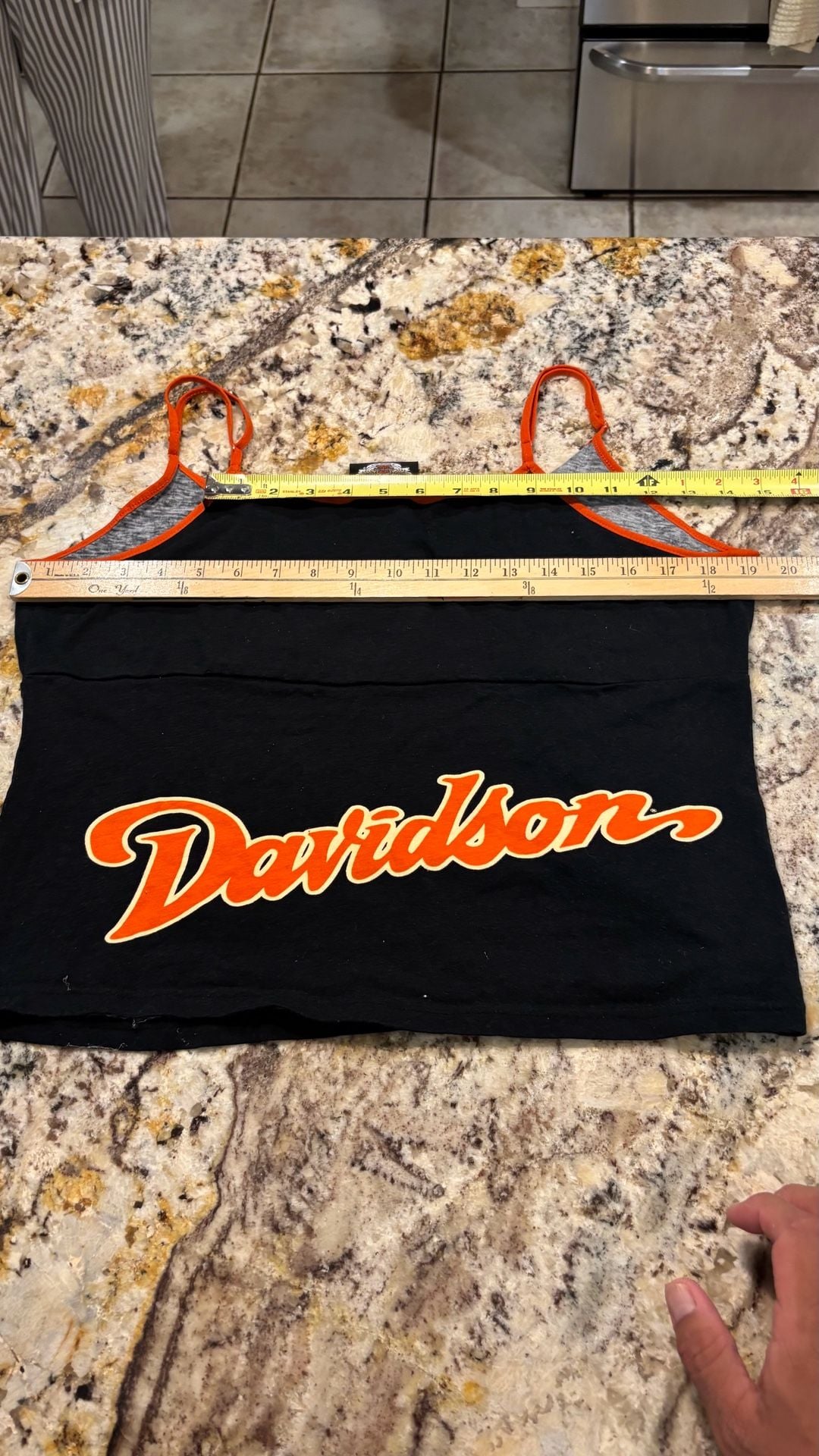 Harley Davidson Cami Tank Top Size L Black Orange Graphic 2005 7