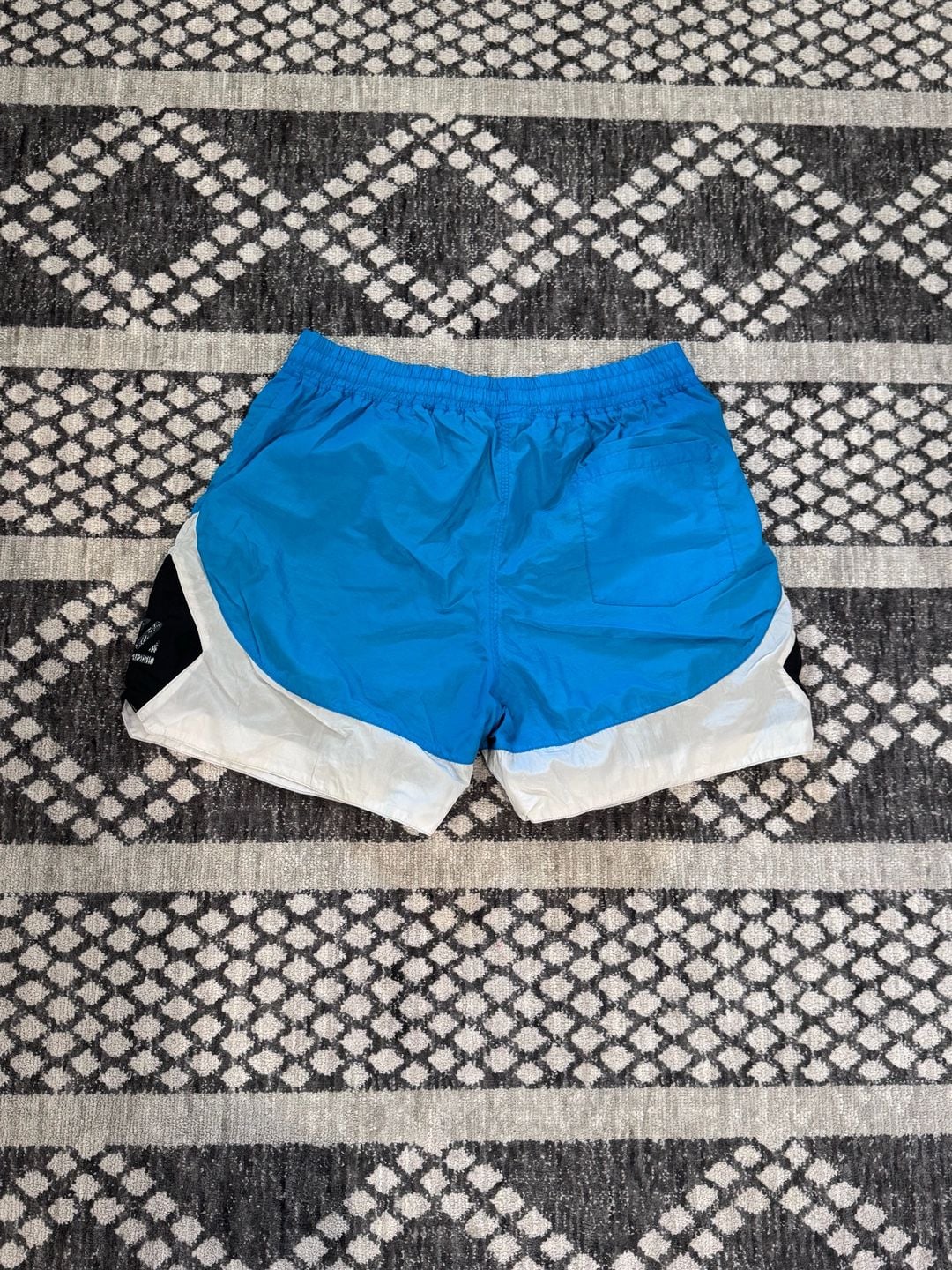 Young LA Swim Shorts Blue White Black Colorblock Drawstring 3