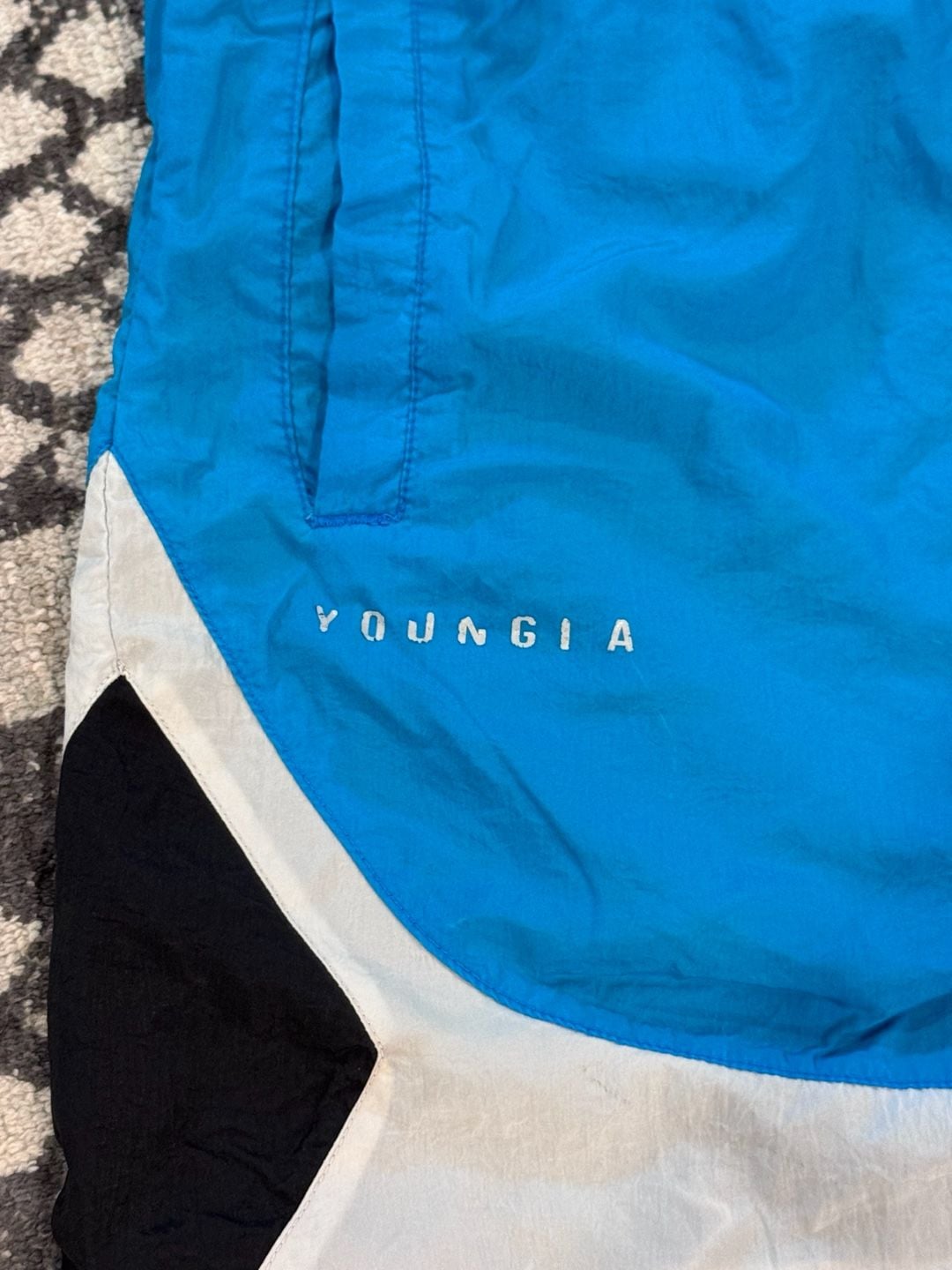 Young LA Swim Shorts Blue White Black Colorblock Drawstring 4