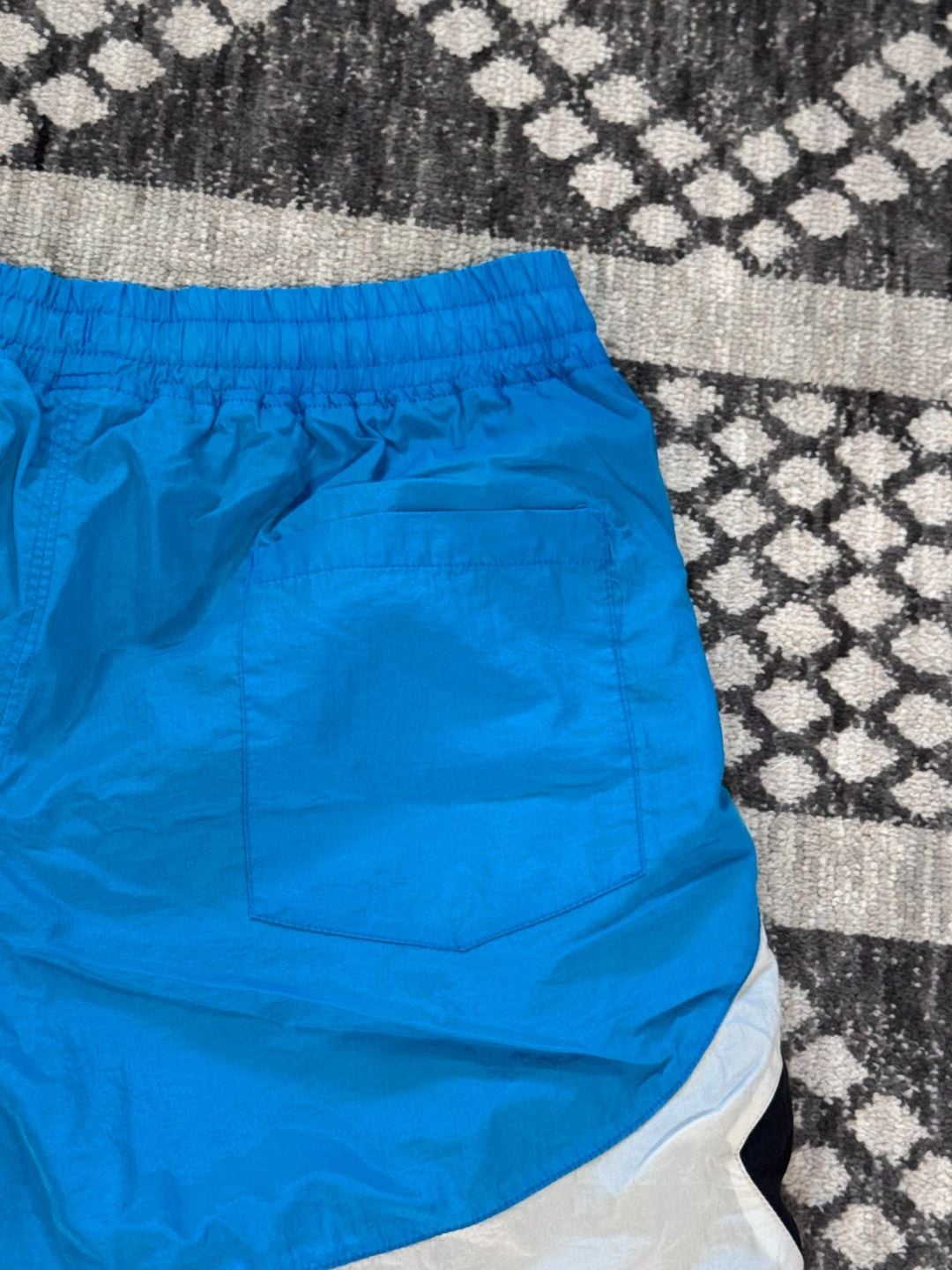 Young LA Swim Shorts Blue White Black Colorblock Drawstring 7