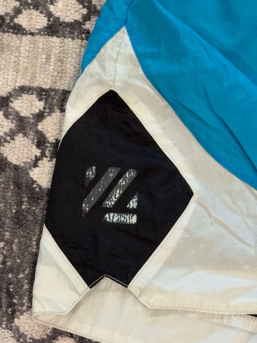 Young LA Swim Shorts Blue White Black Colorblock Drawstring 8