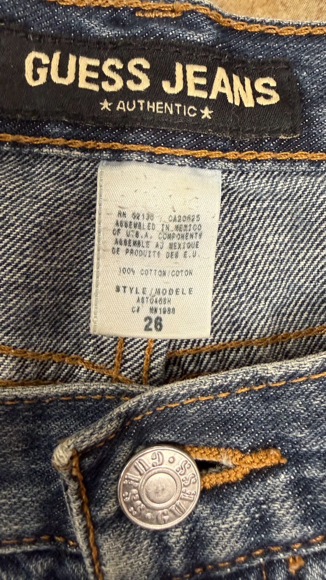 GUESS Jeans Womens Size 28 Blue Denim Straight Leg 100% Cotton Y2K Vintage S6 6