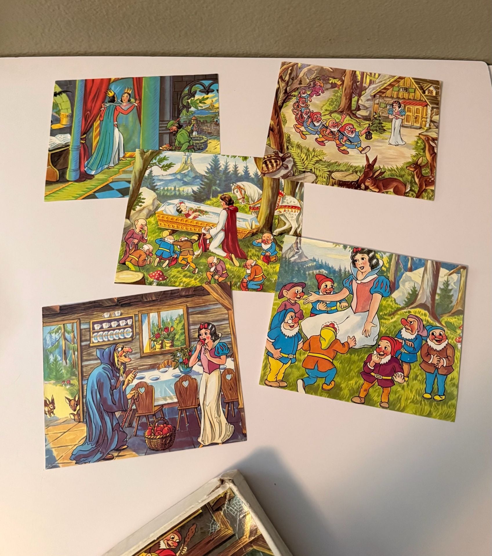 Vintage Snow White And The Seven Dwarfs Wooden Cube Puzzle 4