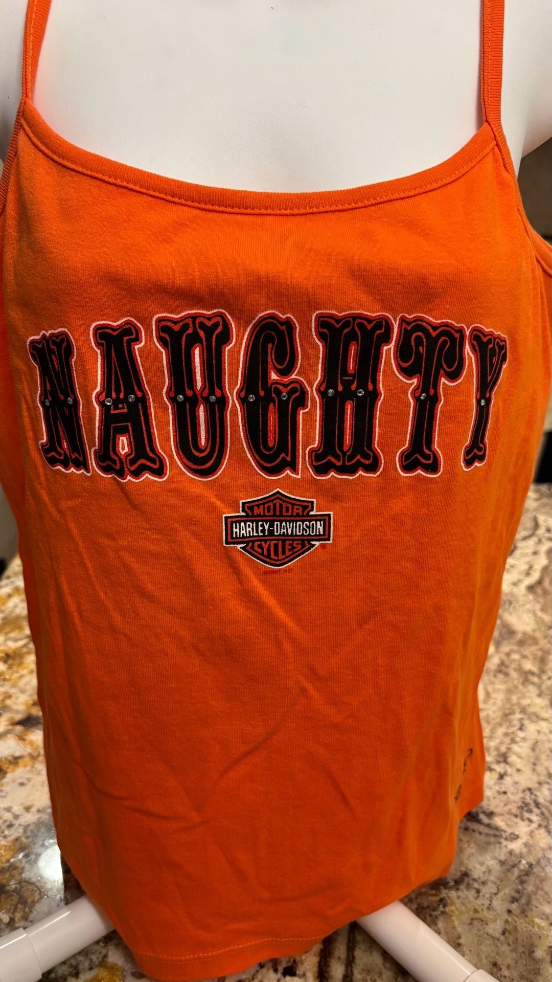 2007 y2kHarley-Davidson Naughty But Nice Camisole Tank Top Orange XL Orlando 4