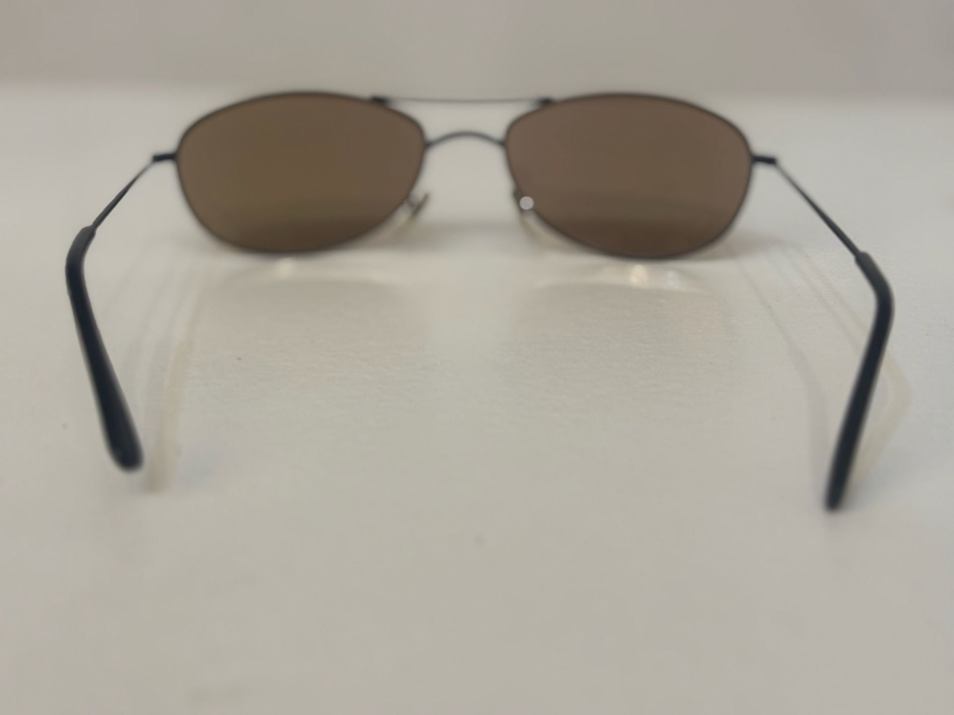 Classic Aviator Sunglasses Black Metal Frame Brown Lenses 4