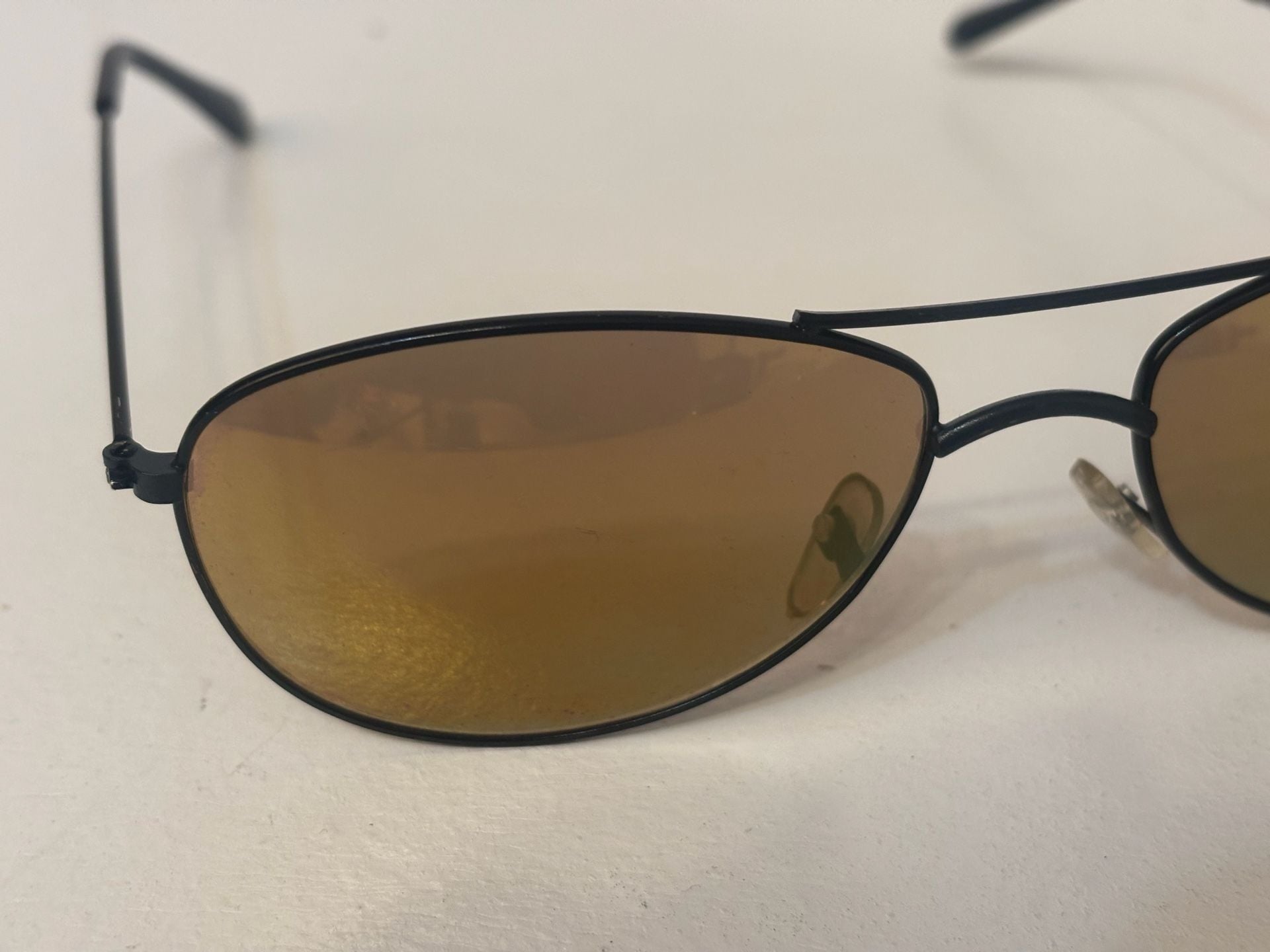 Classic Aviator Sunglasses Black Metal Frame Brown Lenses 7