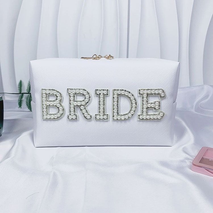Large Hot Pearl Letter Cosmetic Bag in Black 12