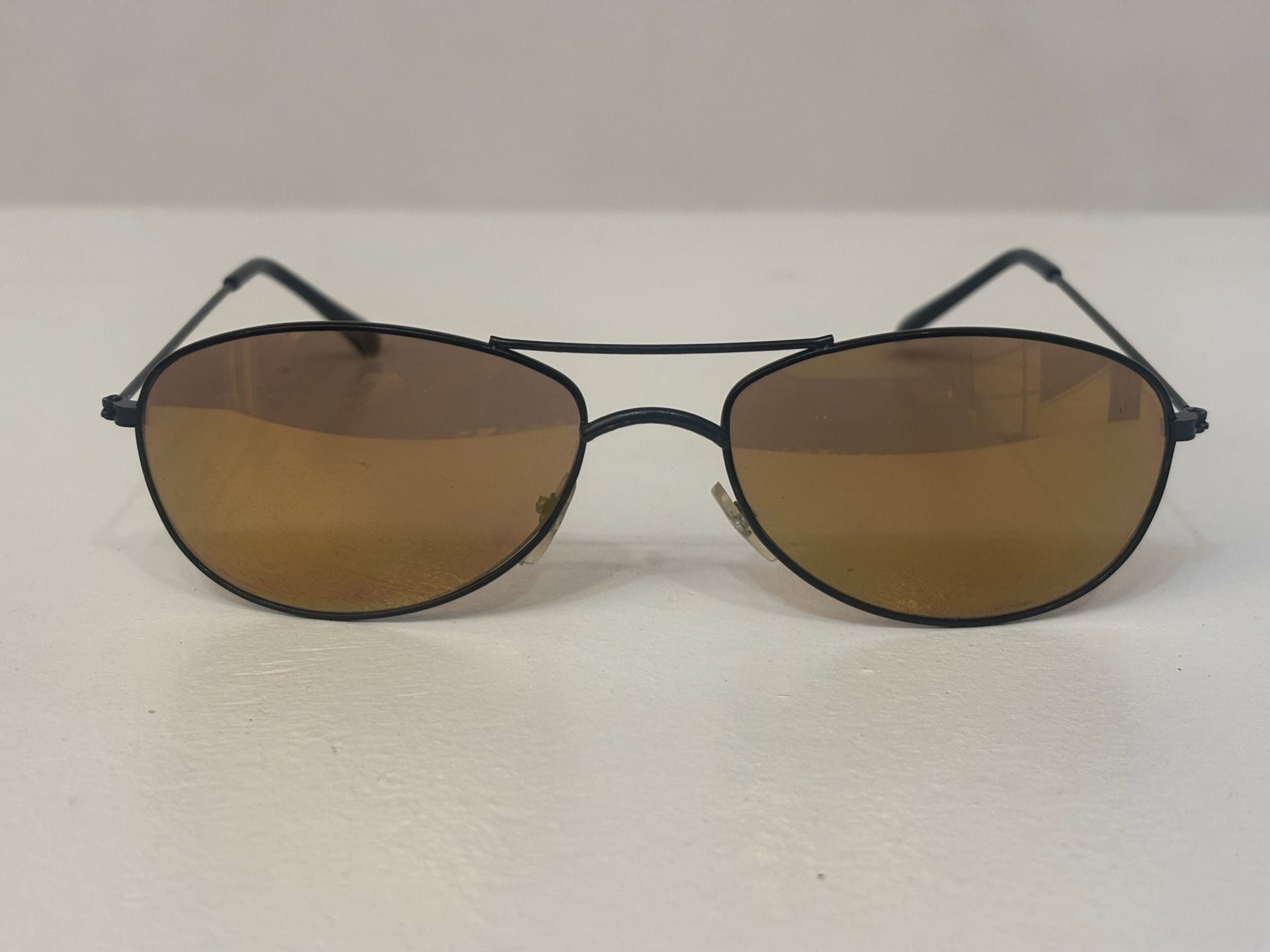 Classic Aviator Sunglasses Black Metal Frame Brown Lenses 2