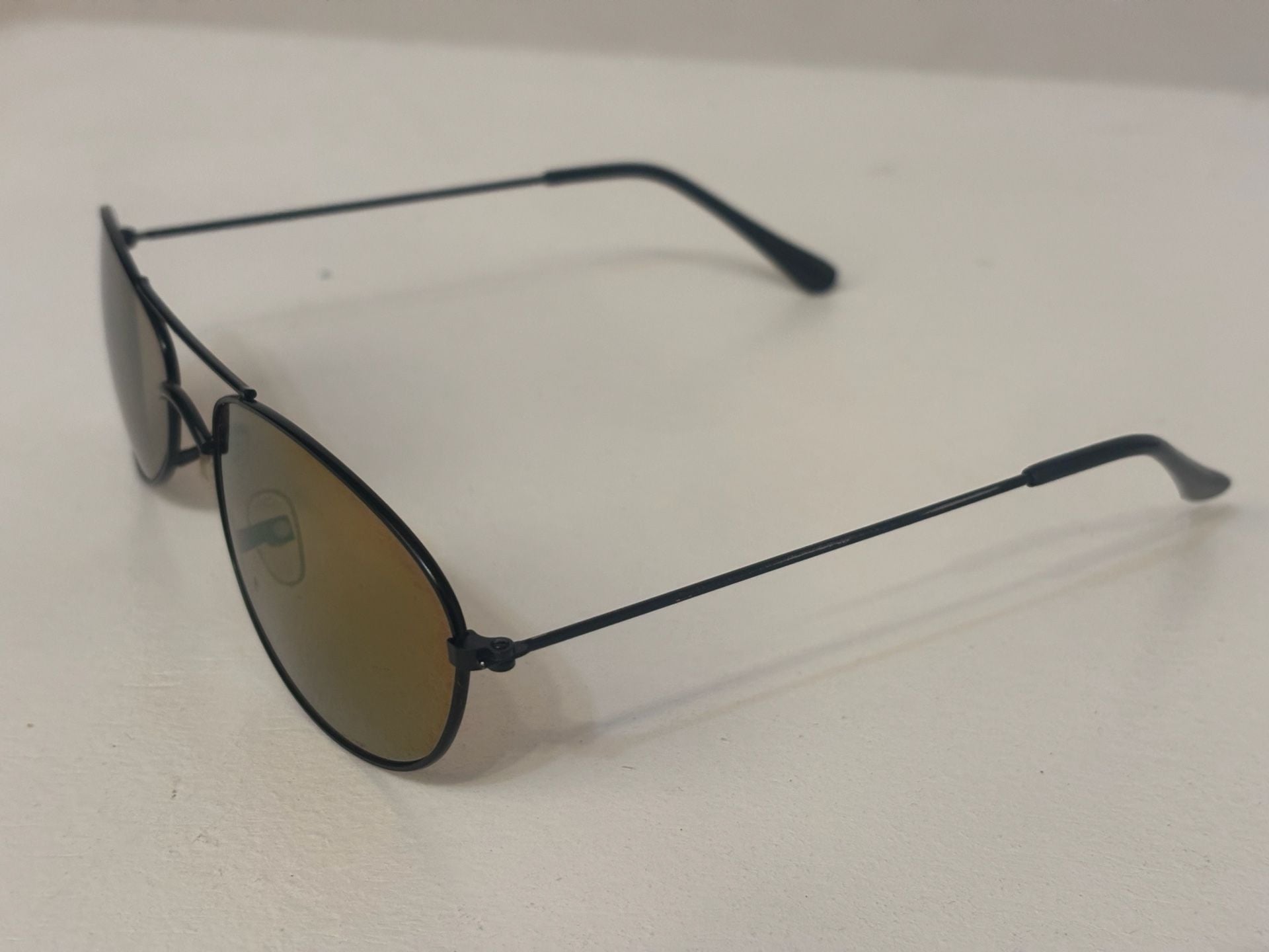 Classic Aviator Sunglasses Black Metal Frame Brown Lenses 3